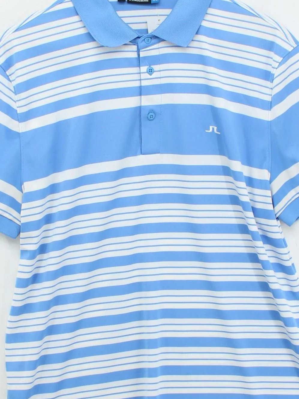 J.Lindeberg Men's Polo XL Blue Striped 100% Polyester Basic - Image 3