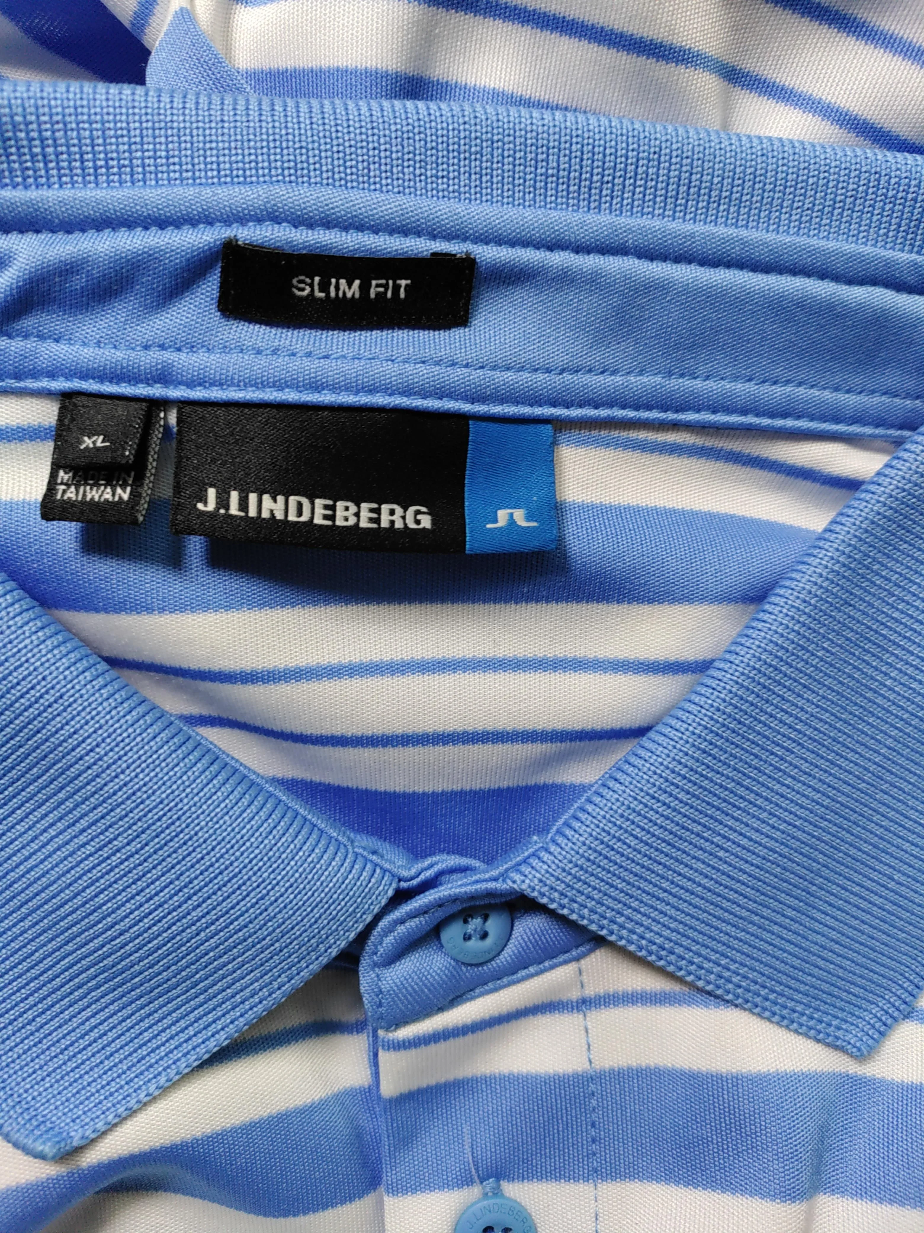 J.Lindeberg Men's Polo XL Blue Striped 100% Polyester Basic - Image 5
