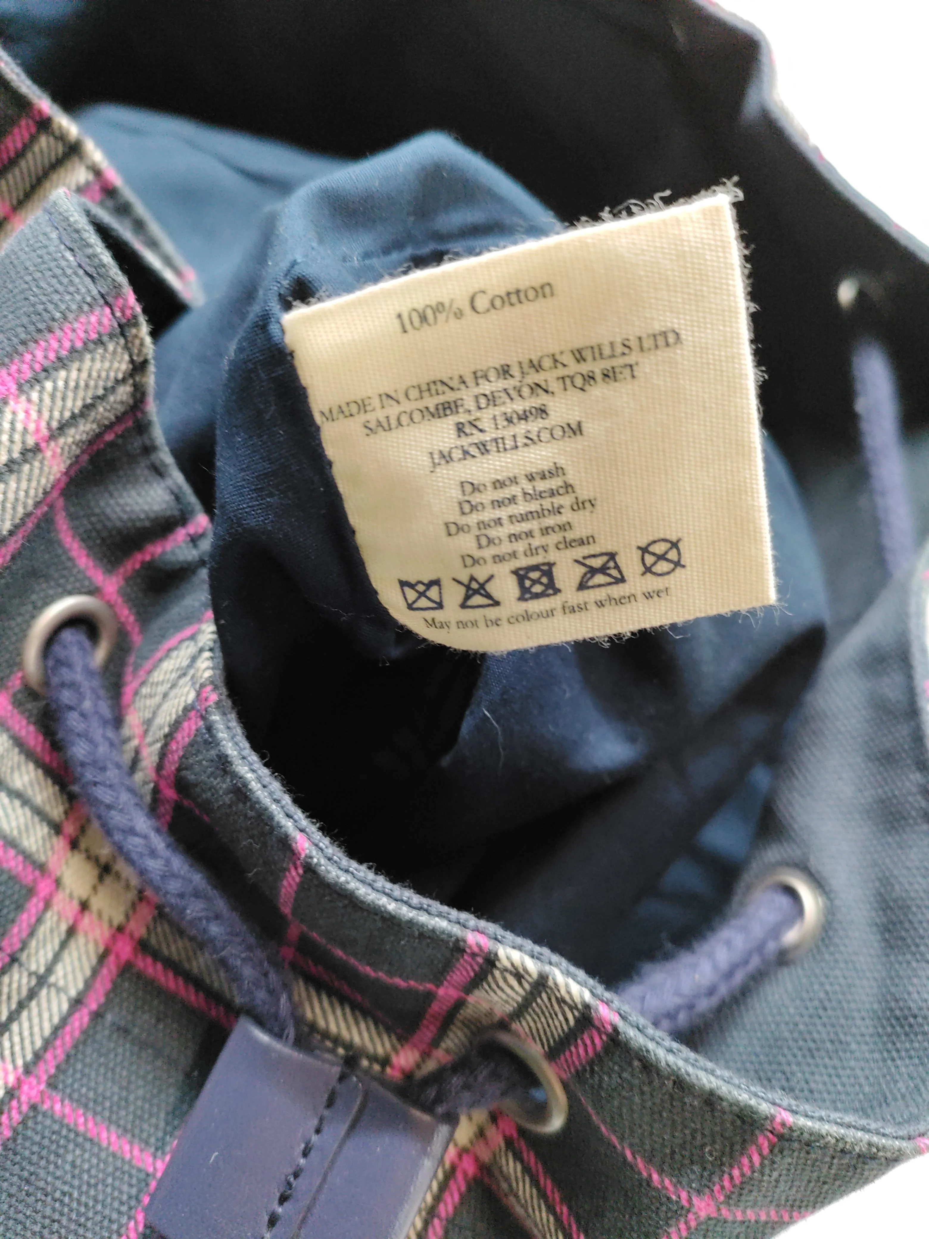 Jack Wills Men's Bag Multi Checkered 100% Cotton Backpack - Image 6