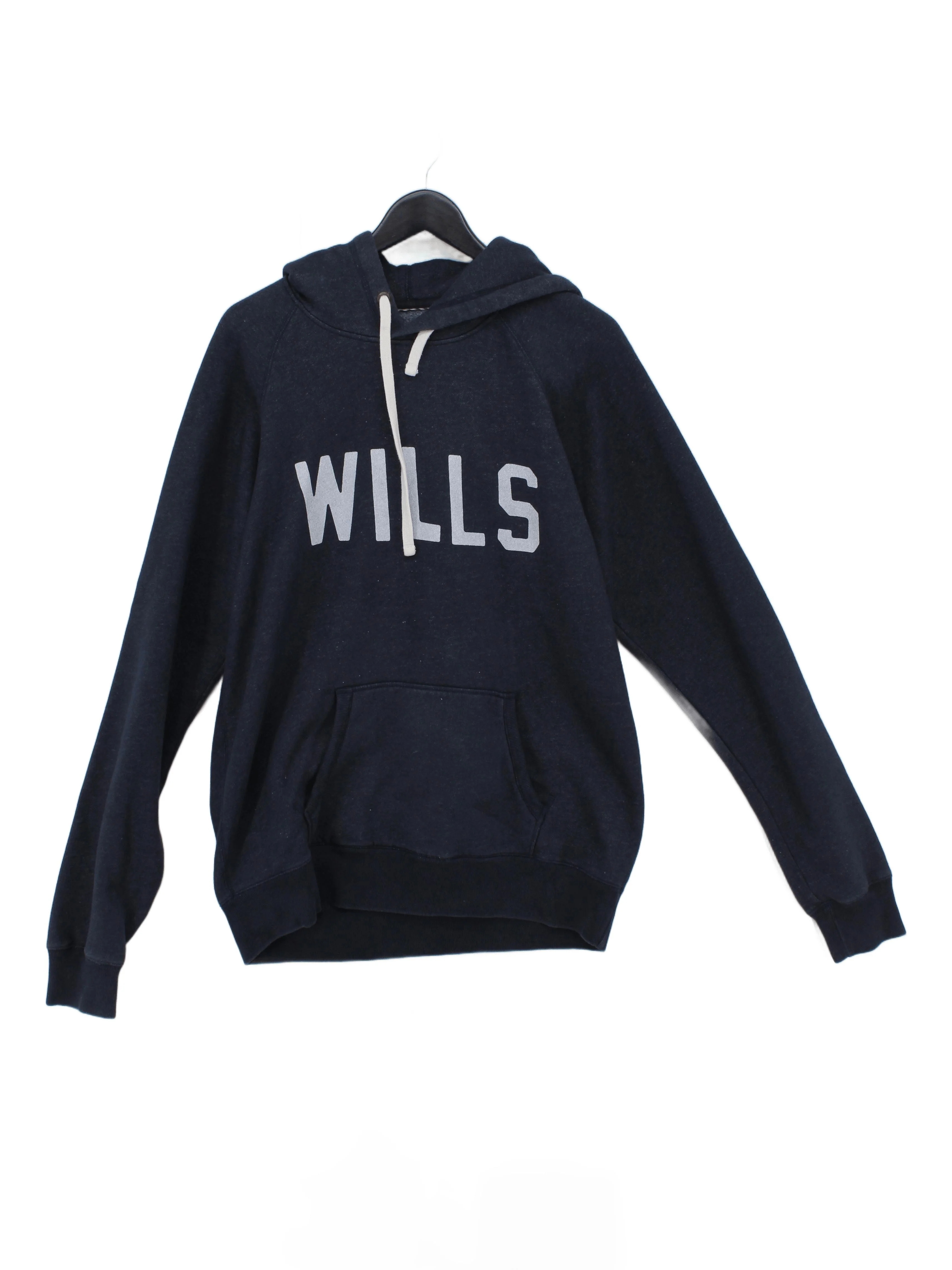 Jack Wills Men's Hoodie L Blue Graphic Cotton with Polyester Pullover