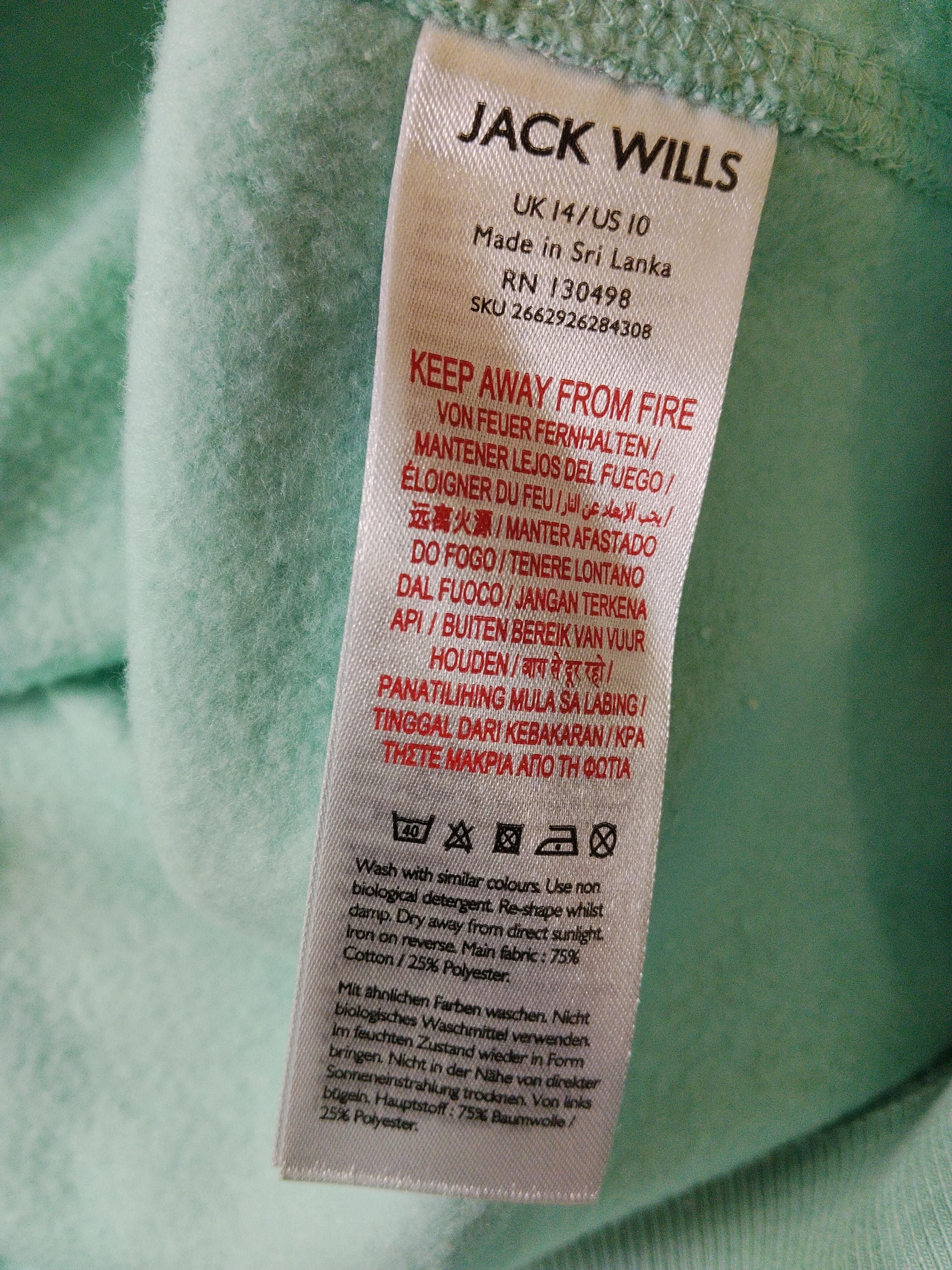 Jack Wills Men's Hoodie L Green Cotton with Polyester Pullover - Image 6