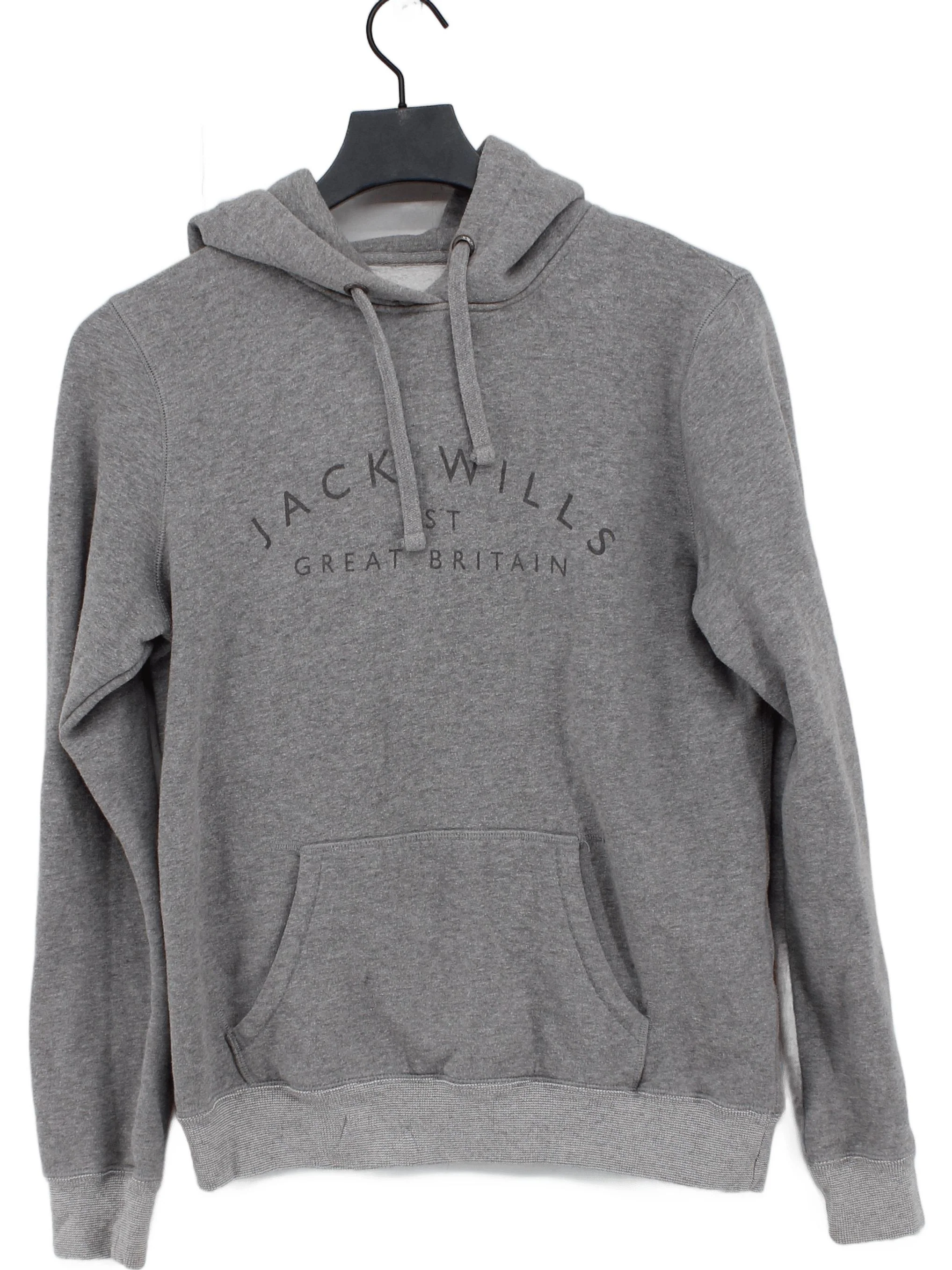 Jack Wills Men's Hoodie L Grey Graphic Cotton with Polyester Pullover