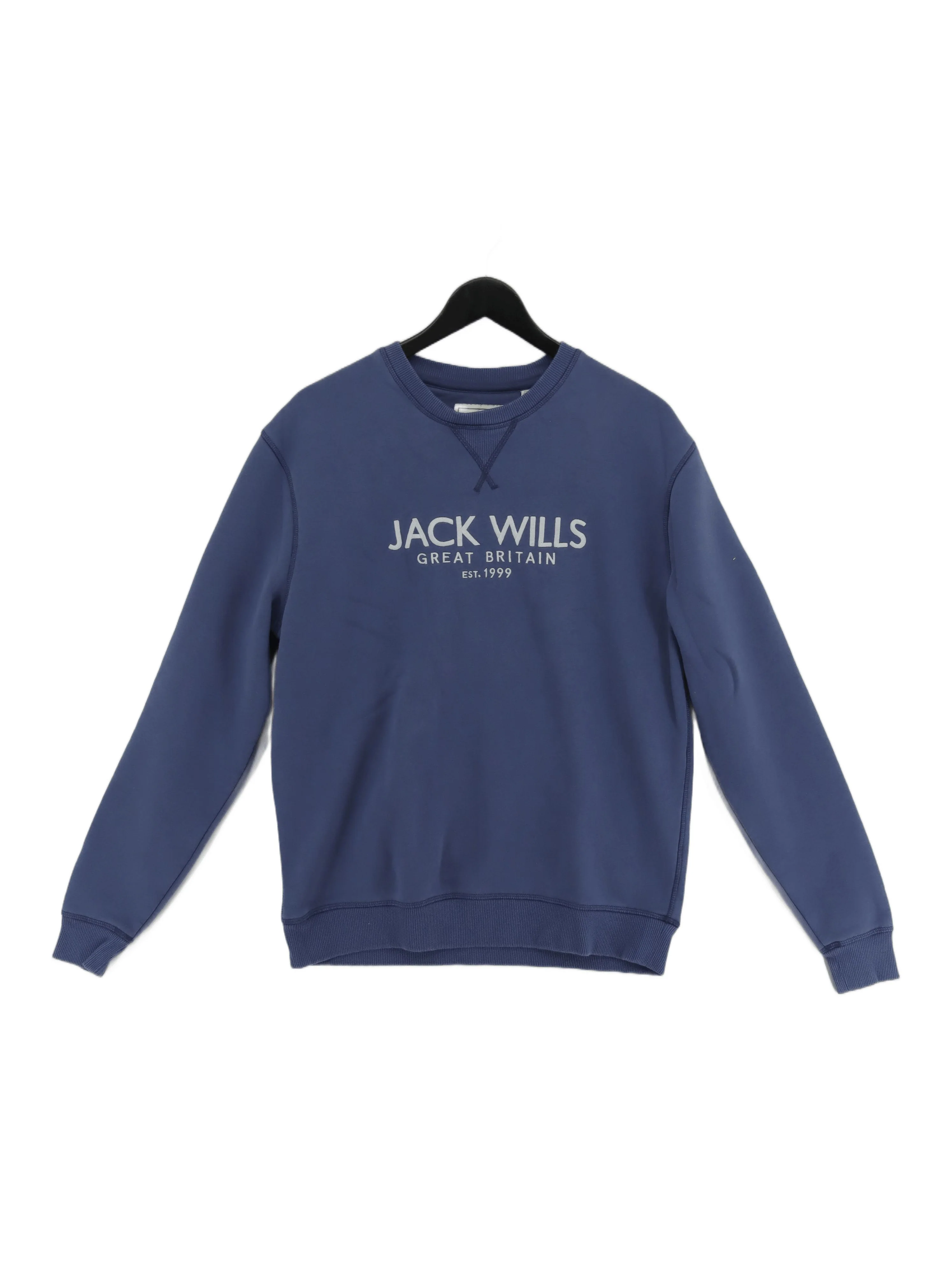 Jack Wills Men's Hoodie S Blue Cotton with Polyester Pullover
