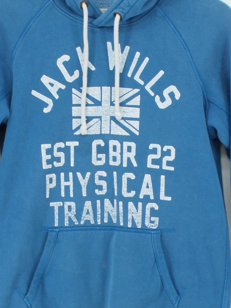 Jack Wills Men's Hoodie XS Blue Graphic Cotton with Polyester Pullover - Image 3