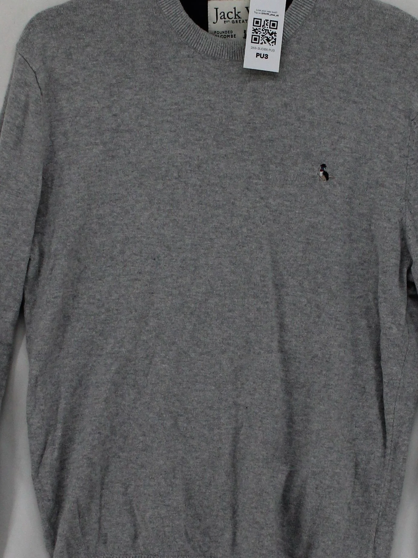 Jack Wills Men's Jumper S Grey Cotton with Wool Crew Neck Pullover - Image 3