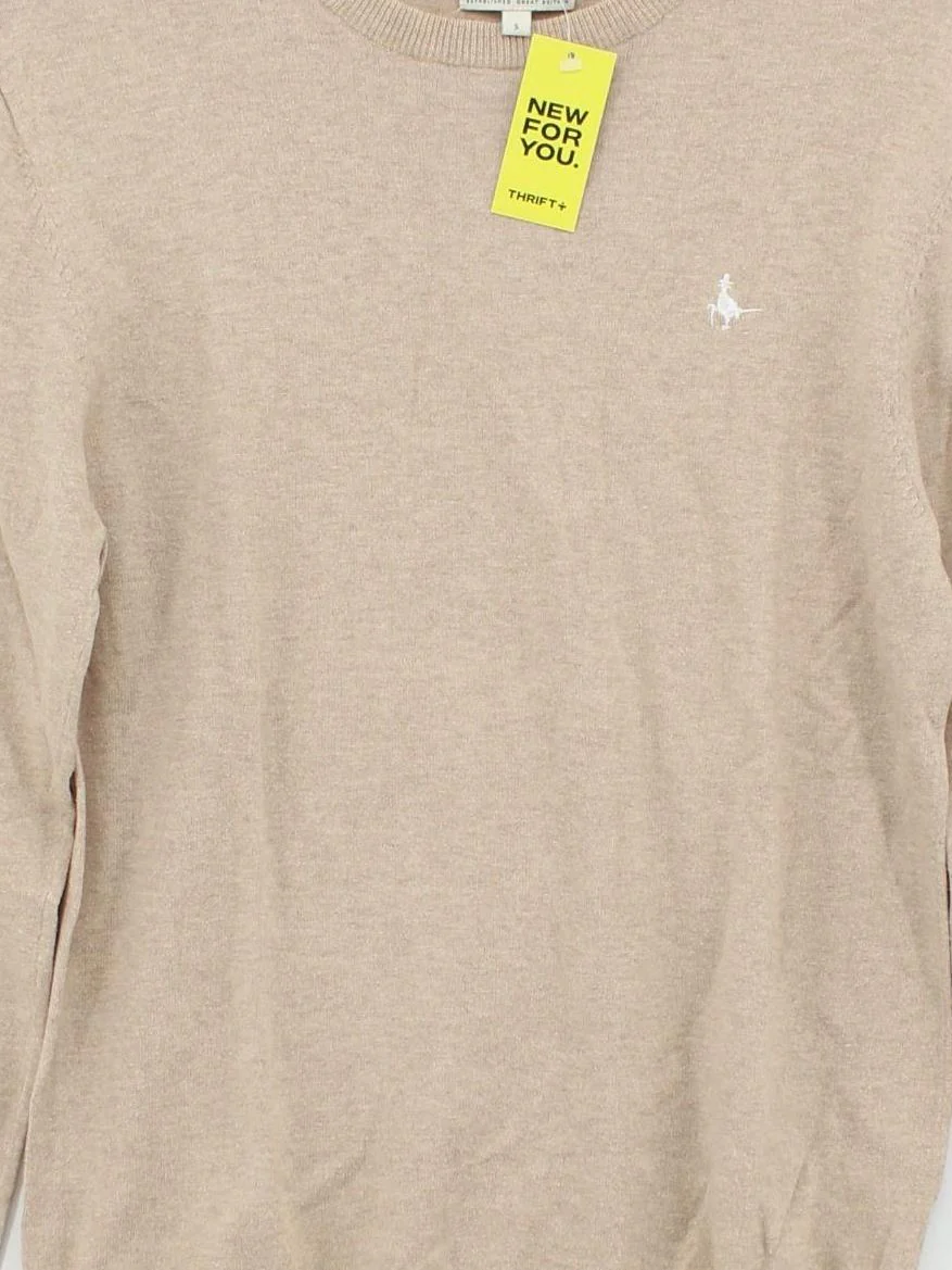 Jack Wills Men's Jumper S Tan Cotton with Cashmere Crew Neck Pullover - Image 3