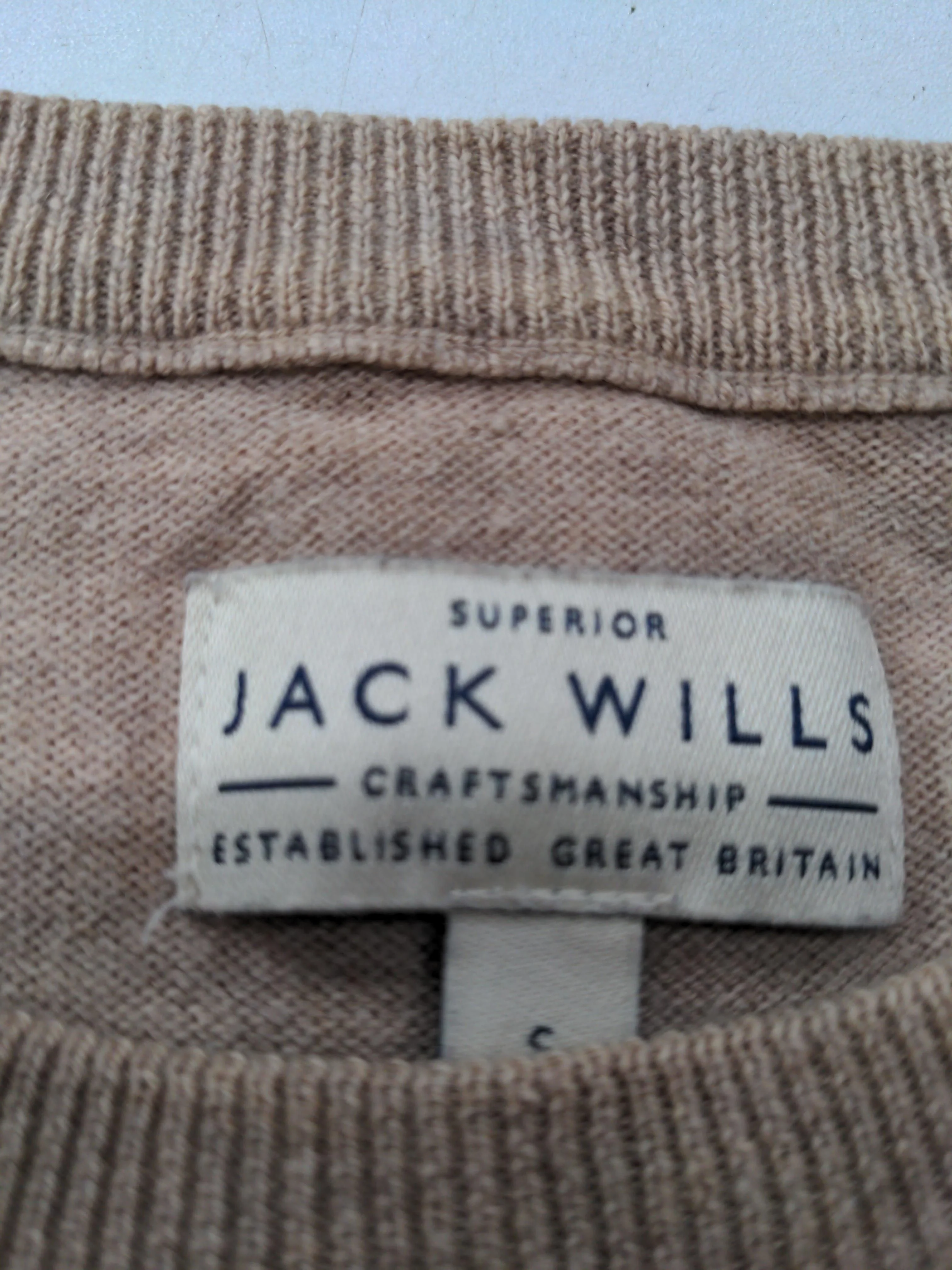 Jack Wills Men's Jumper S Tan Cotton with Cashmere Crew Neck Pullover - Image 5