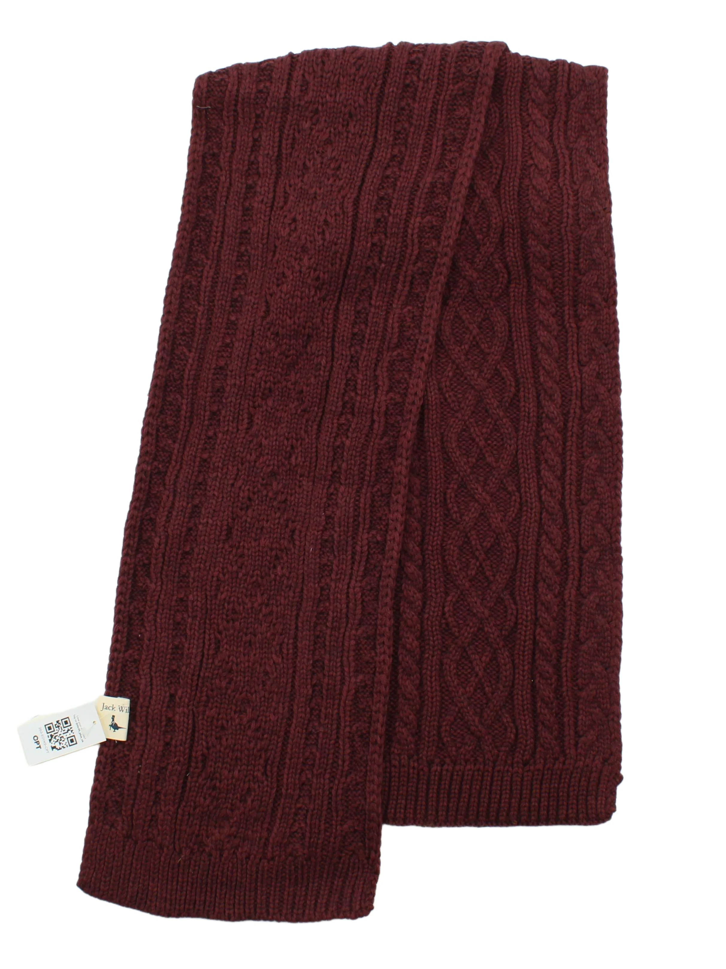 Jack Wills Men's Scarf Red Acrylic with Wool Scarf