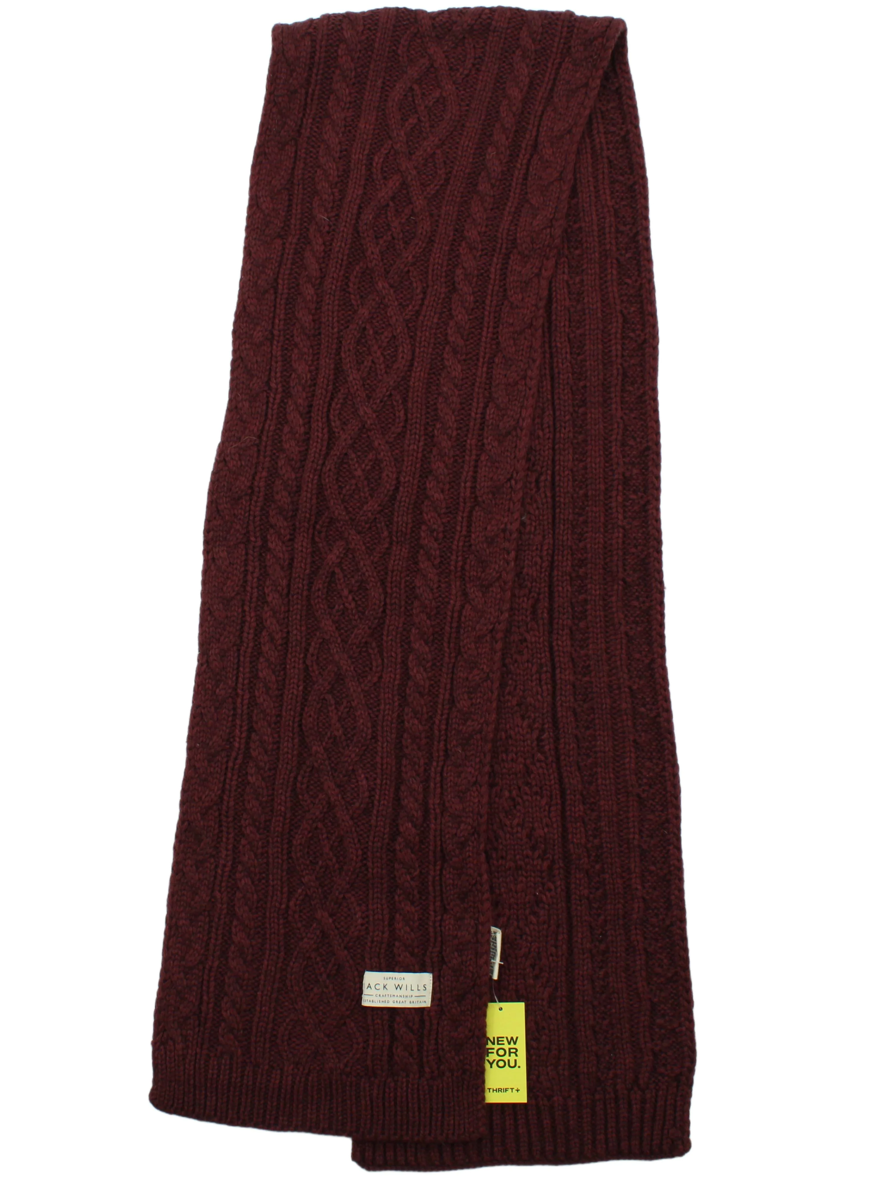 Jack Wills Men's Scarf Red Acrylic with Wool Scarf