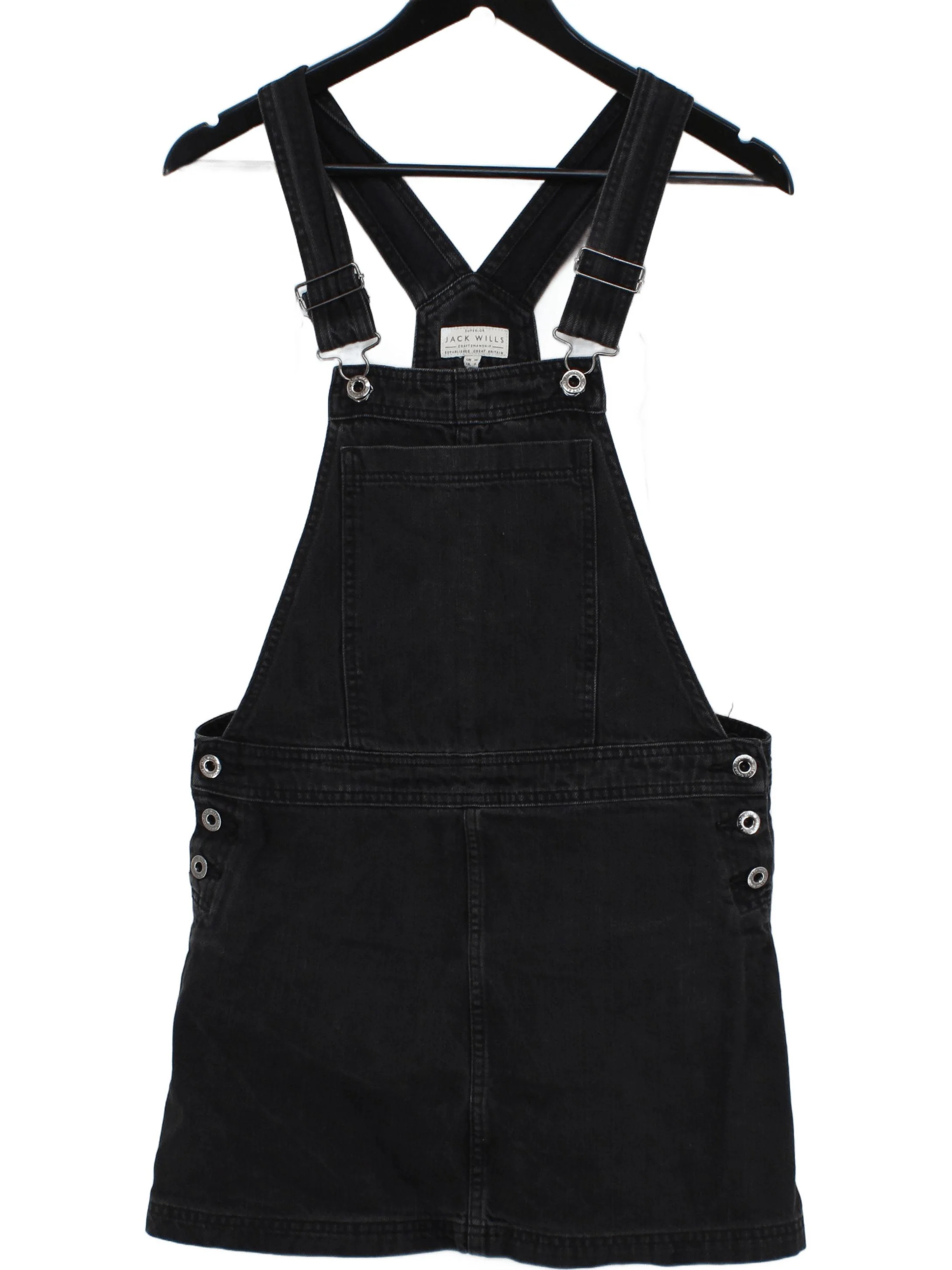 Jack Wills Pinafore/Dungaree Mini Dress UK10 in Black