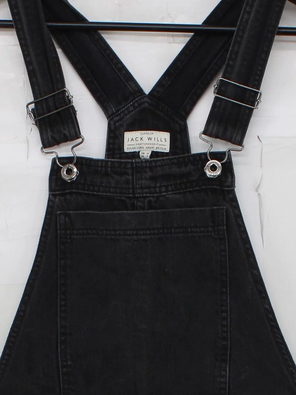 Jack Wills Pinafore/Dungaree Mini Dress UK10 in Black - Image 3