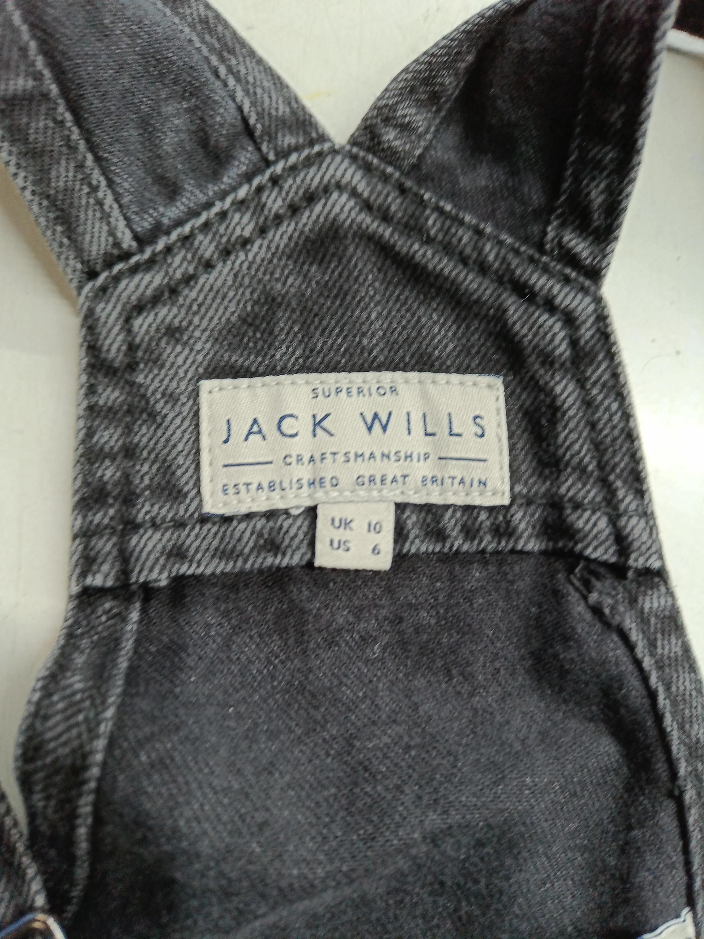 Jack Wills Pinafore/Dungaree Mini Dress UK10 in Black - Image 5