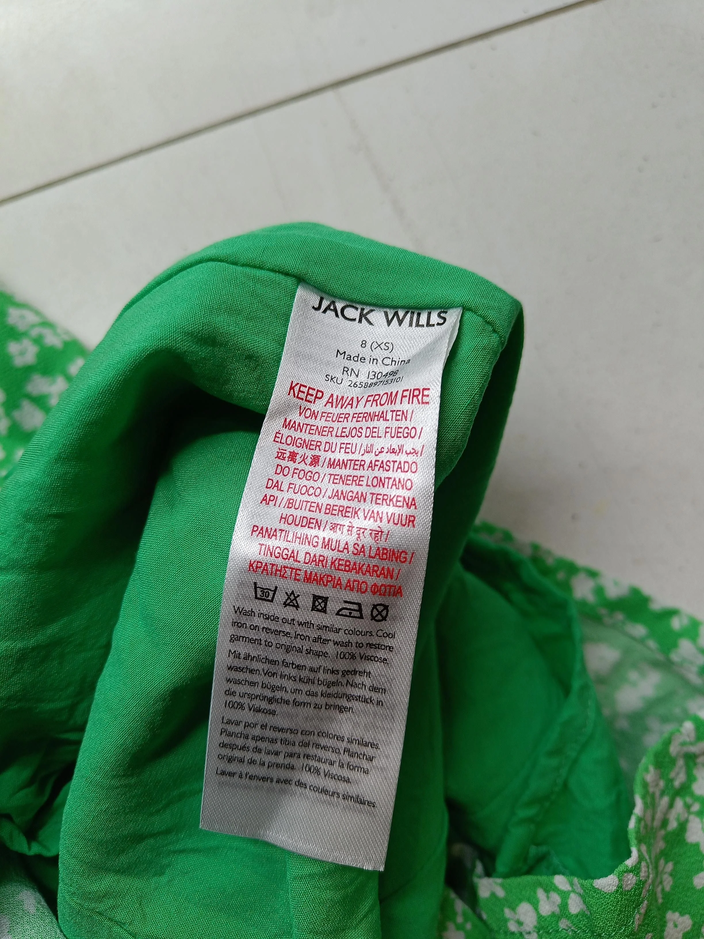 Jack Wills Skater Mini Dress UK8 in Green - Image 6