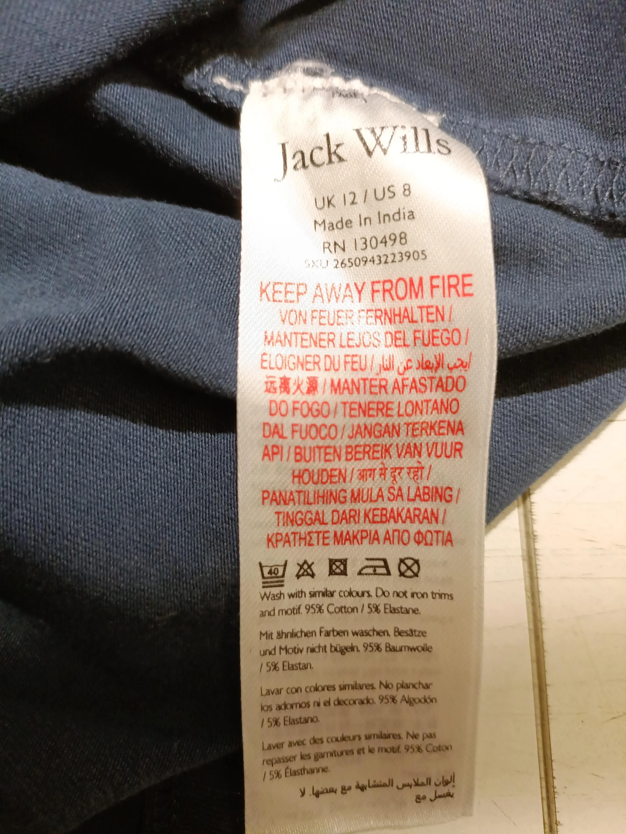 Jack Wills T-Shirt Mini Dress UK12 in Blue - Image 6