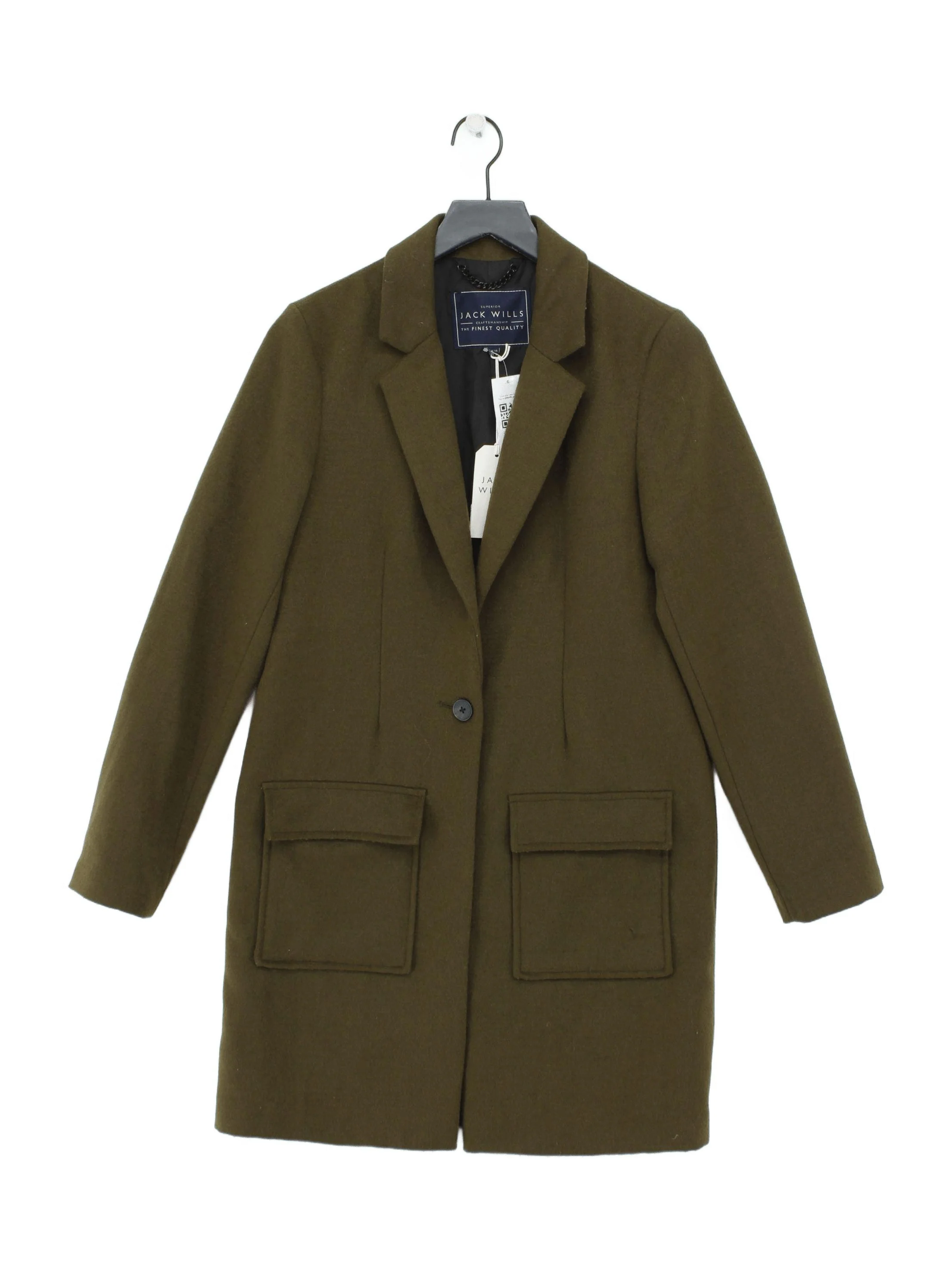 Jack Wills Women's Coat UK 10 Green Polyester with Wool Overcoat New with tags