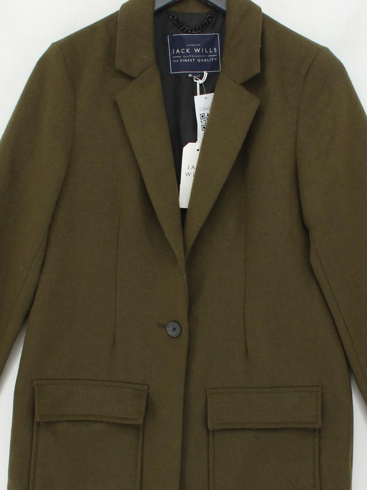 Jack Wills Women's Coat UK 10 Green Polyester with Wool Overcoat New with tags - Image 3