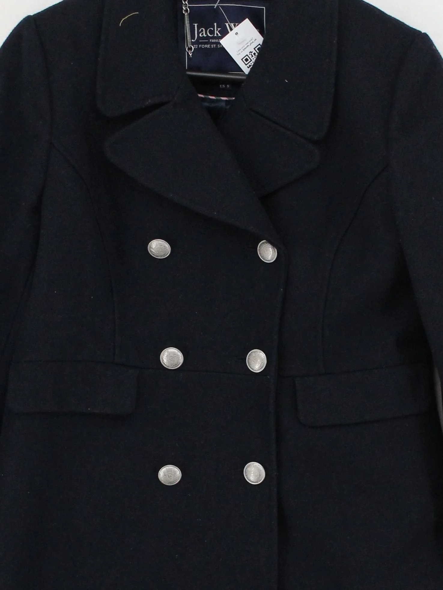 Jack Wills Women's Coat UK 12 Black Wool - Image 3