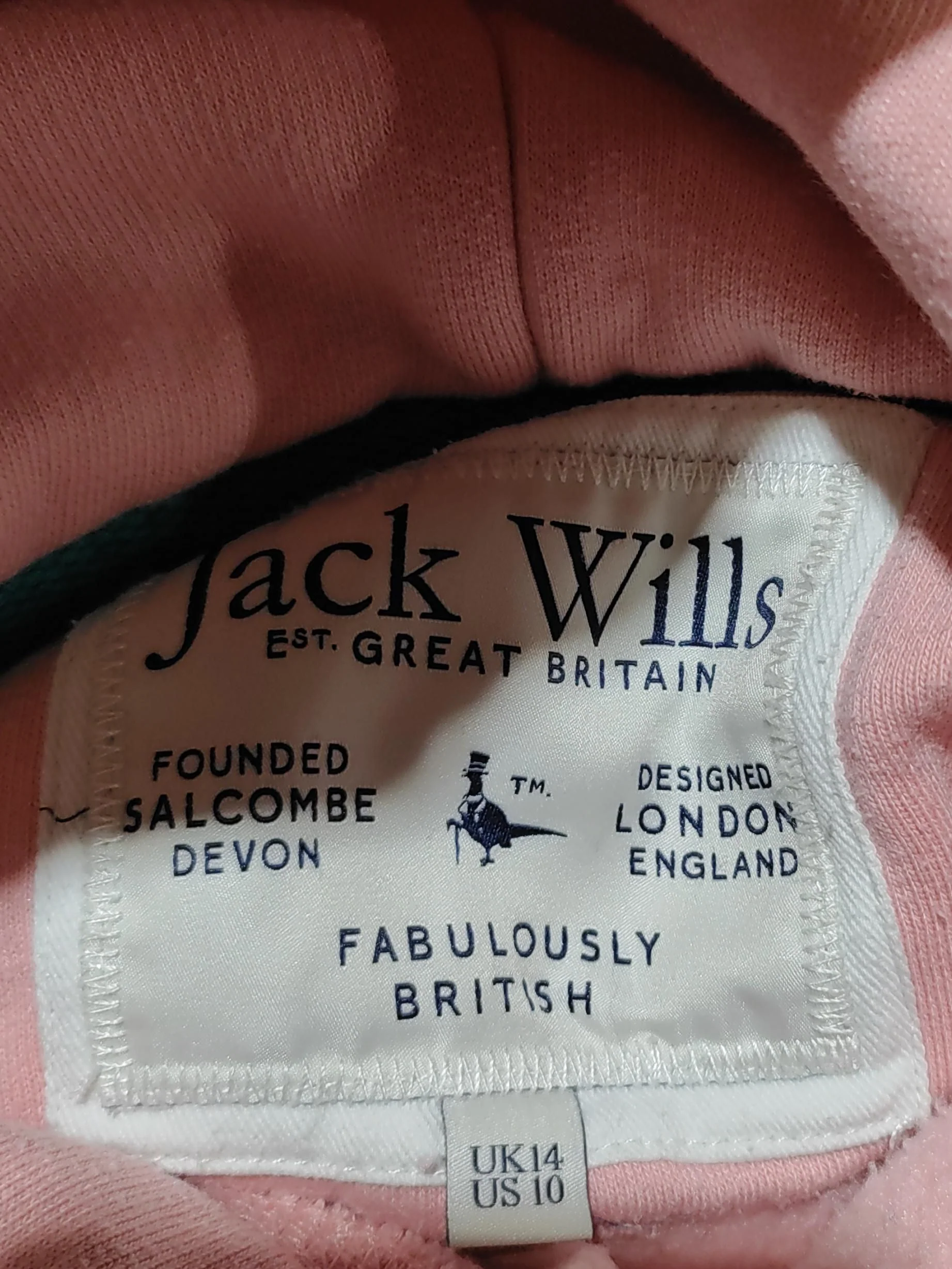 Jack Wills Women's Hoodie UK 14 Pink Cotton with Polyester Pullover - Image 6