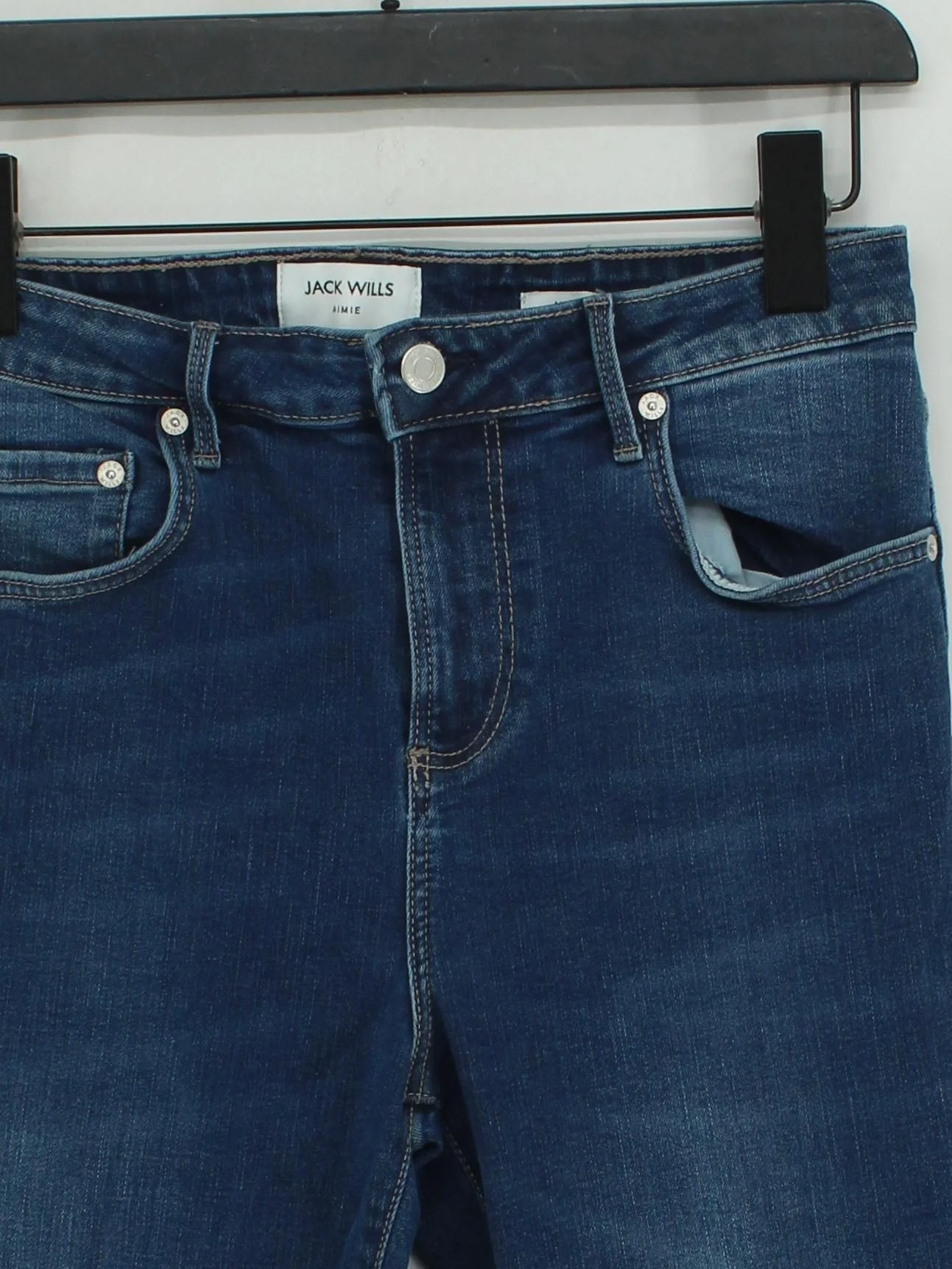 Jack Wills Women's Jeans UK 12 Blue Cotton with Polyester, Elastane Skinny - Image 3