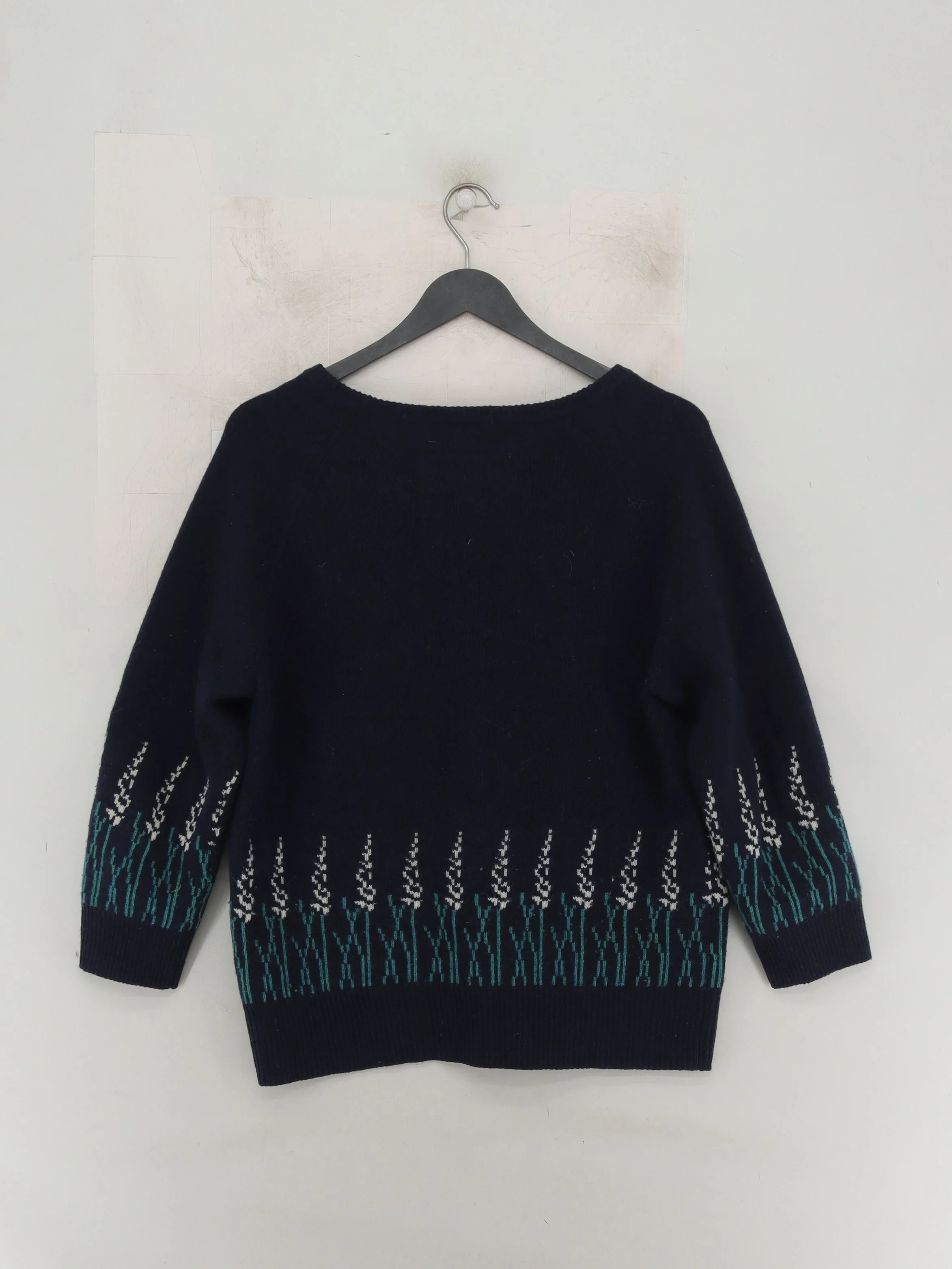 Jack Wills Women's Jumper M Blue Floral 100% Wool Round Neck Pullover - Image 2