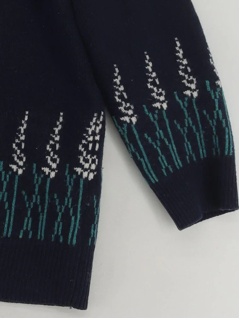Jack Wills Women's Jumper M Blue Floral 100% Wool Round Neck Pullover - Image 4