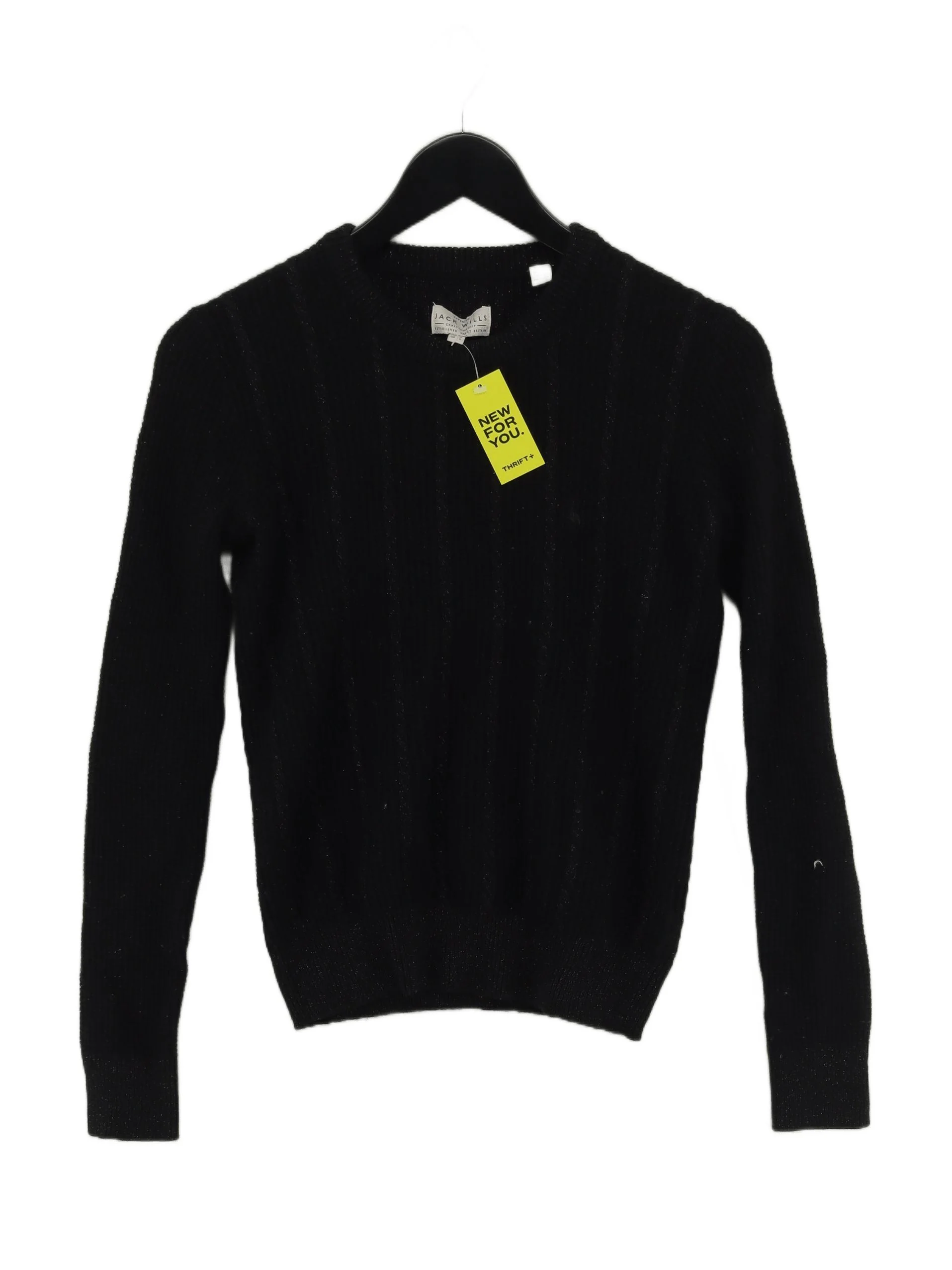 Jack Wills Women's Jumper UK 10 Black Wool with Cotton, Polyester Pullover