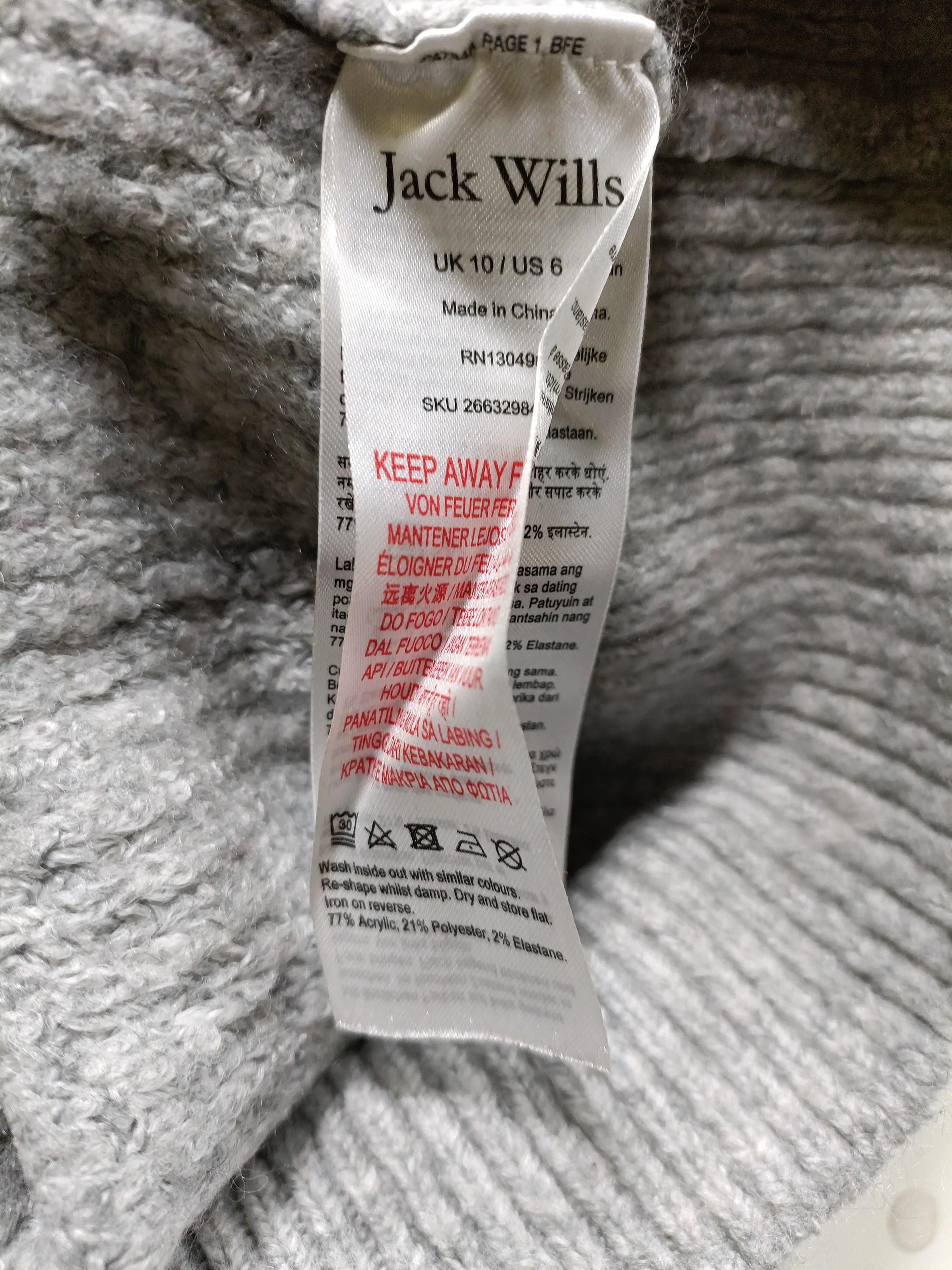 Jack Wills Women's Jumper UK 10 Grey Acrylic with Polyester, Elastane Pullover - Image 6