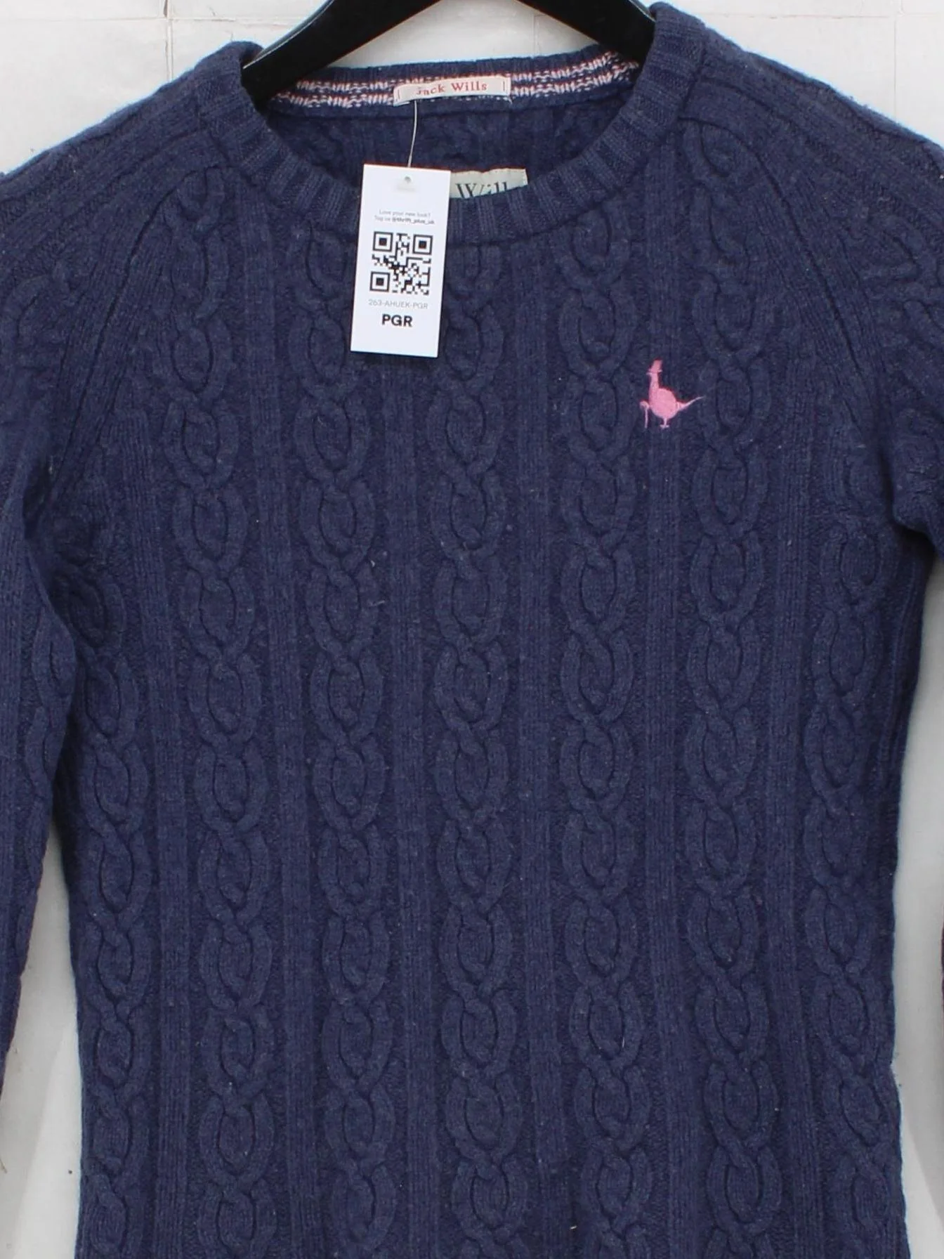 Jack Wills Women's Jumper UK 8 Blue 100% Wool Round Neck Pullover - Image 3