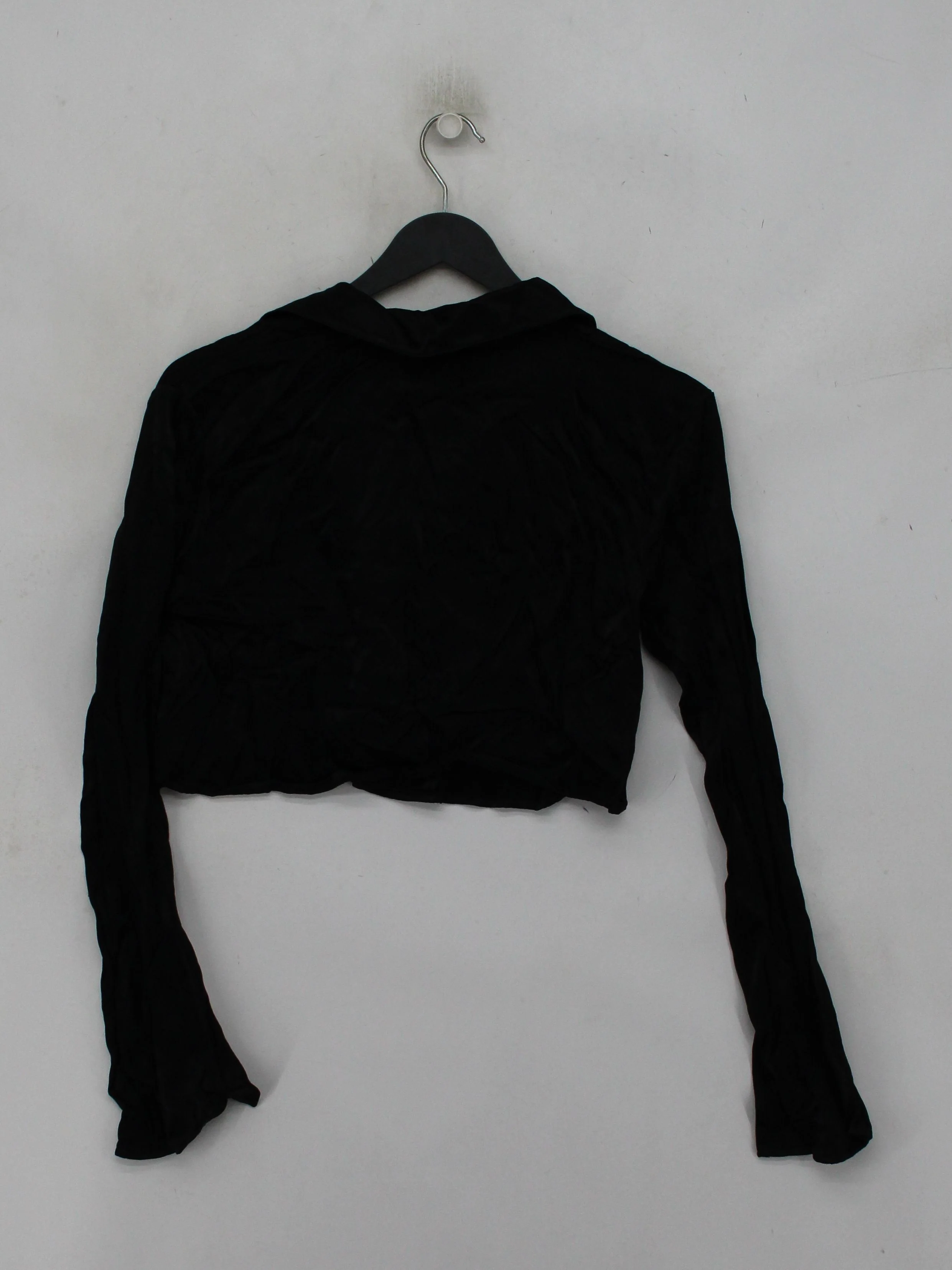 Jack Wills Women's Shirt S Black 100% Viscose Long Sleeve Collared Basic - Image 2