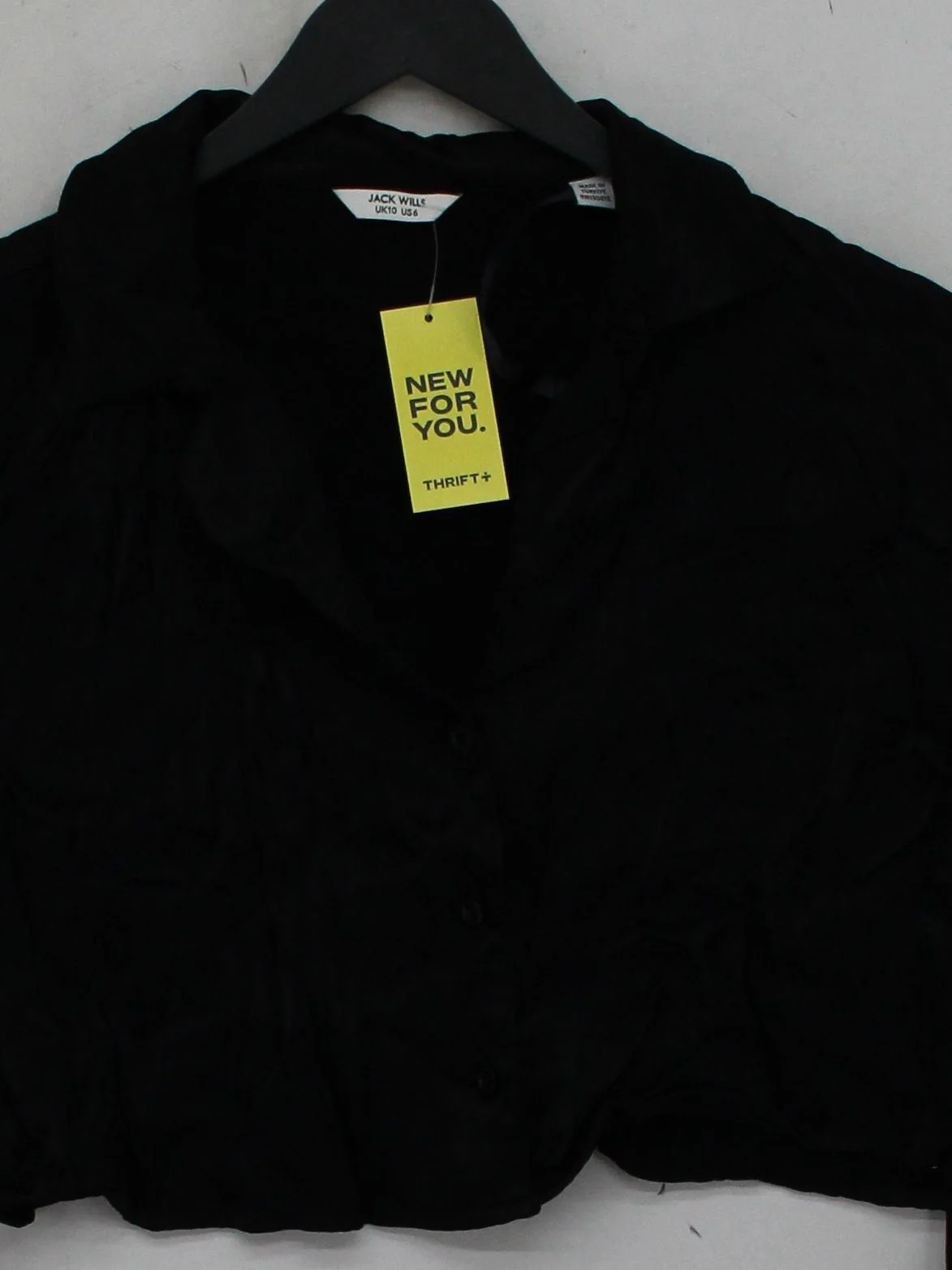 Jack Wills Women's Shirt S Black 100% Viscose Long Sleeve Collared Basic - Image 3