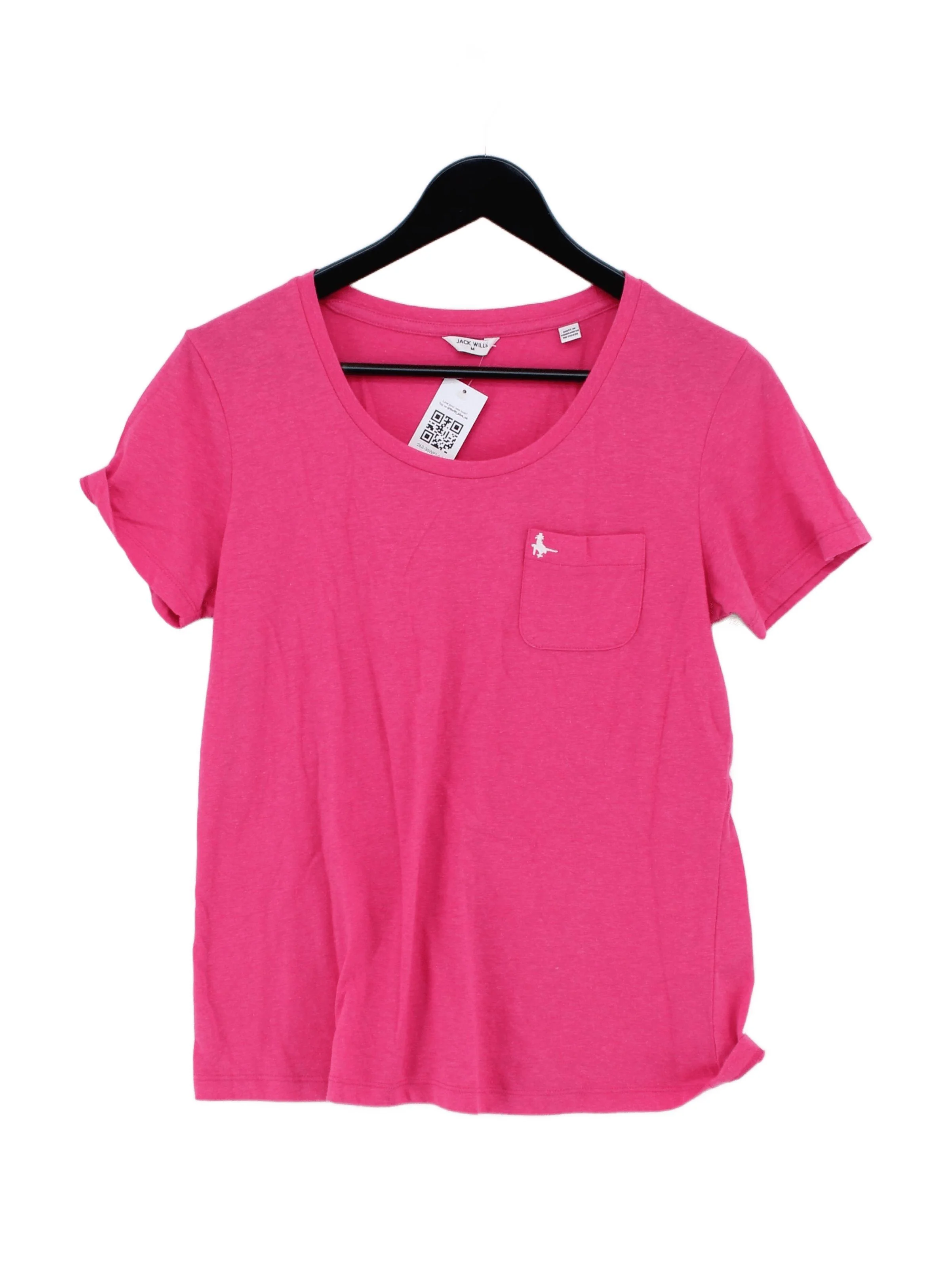 Jack Wills Women's T-Shirt M Pink Polyester with Viscose Basic