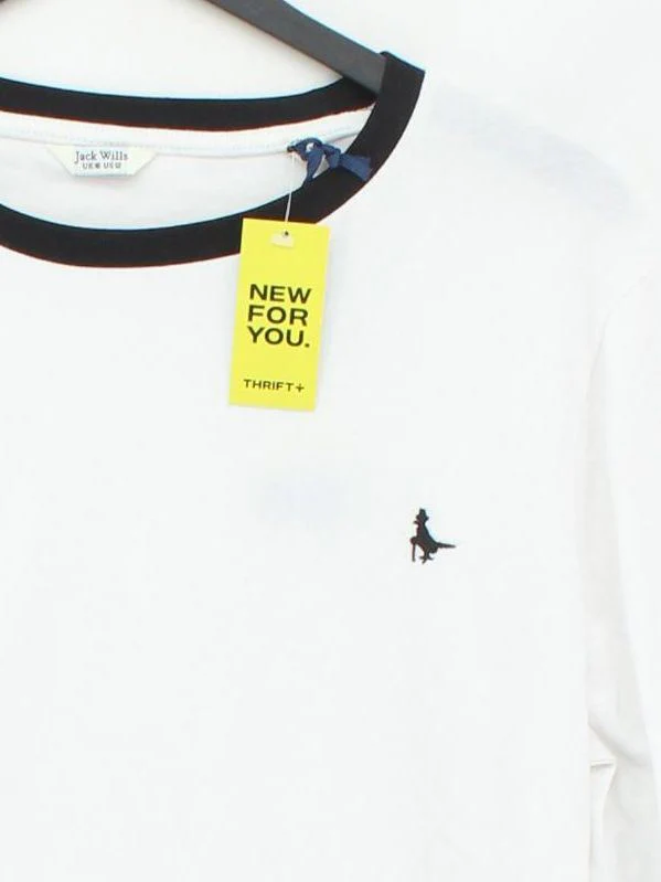 Jack Wills Women's T-Shirt UK 16 White Cotton with Polyester Basic - Image 3