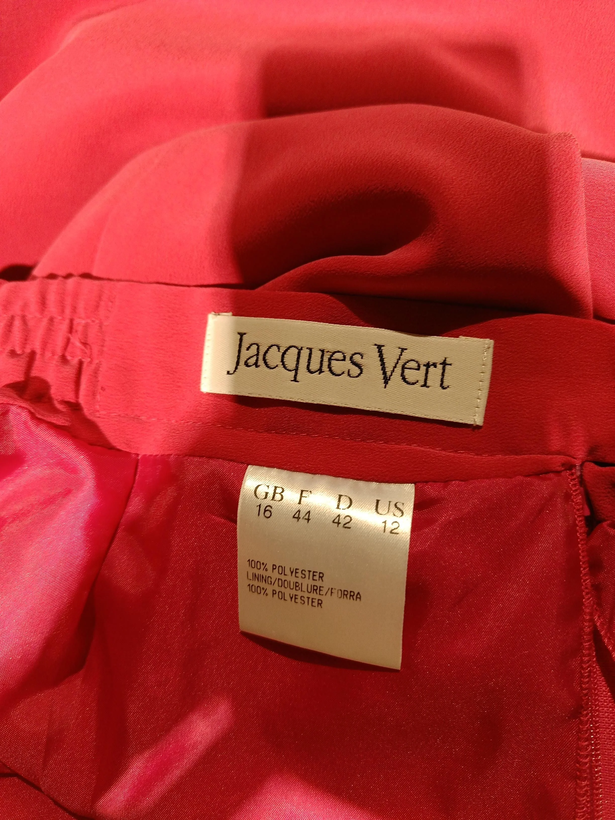 Jacques Vert Women's Midi Skirt UK 16 Red 100% Polyester Midi Straight & Pencil - Image 5