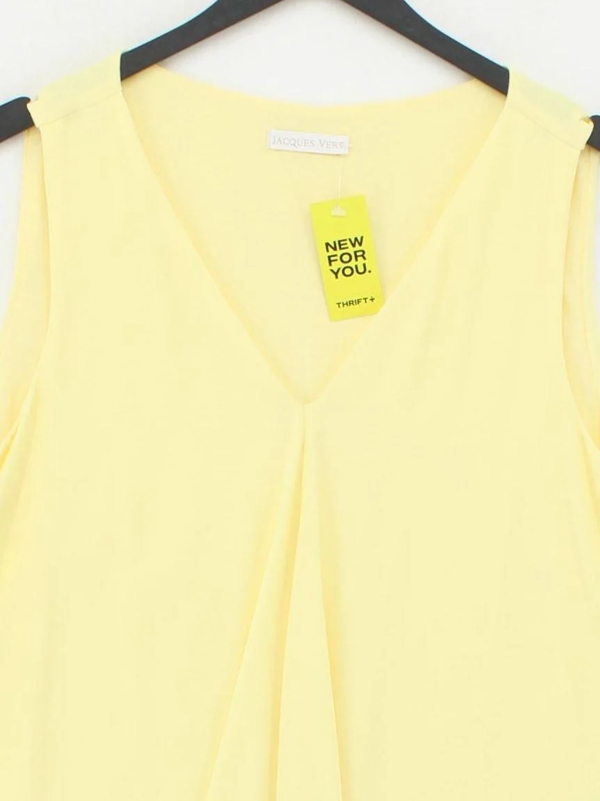 Jacques Vert Women's Top M Yellow 100% Other Sleeveless V-Neck Basic - Image 3