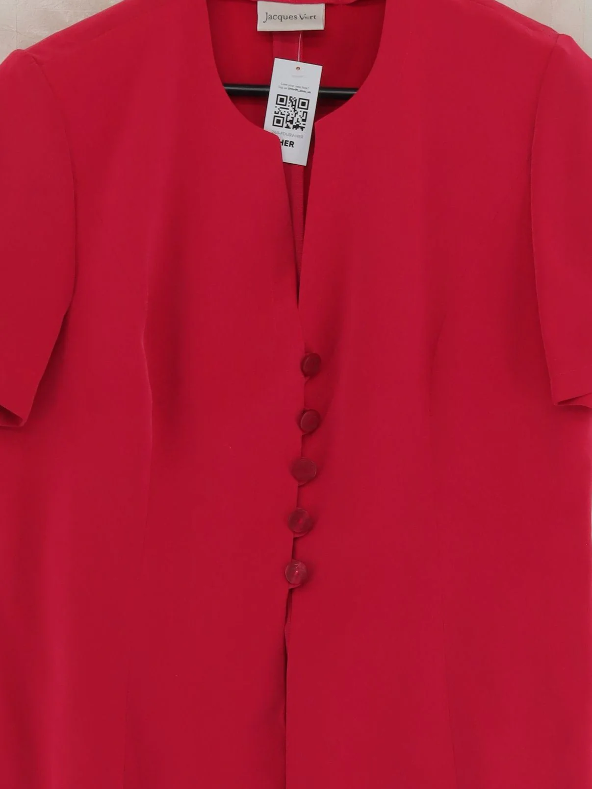 Jacques Vert Women's Top UK 14 Red 100% Polyester Short Sleeve Crew Neck Basic - Image 3