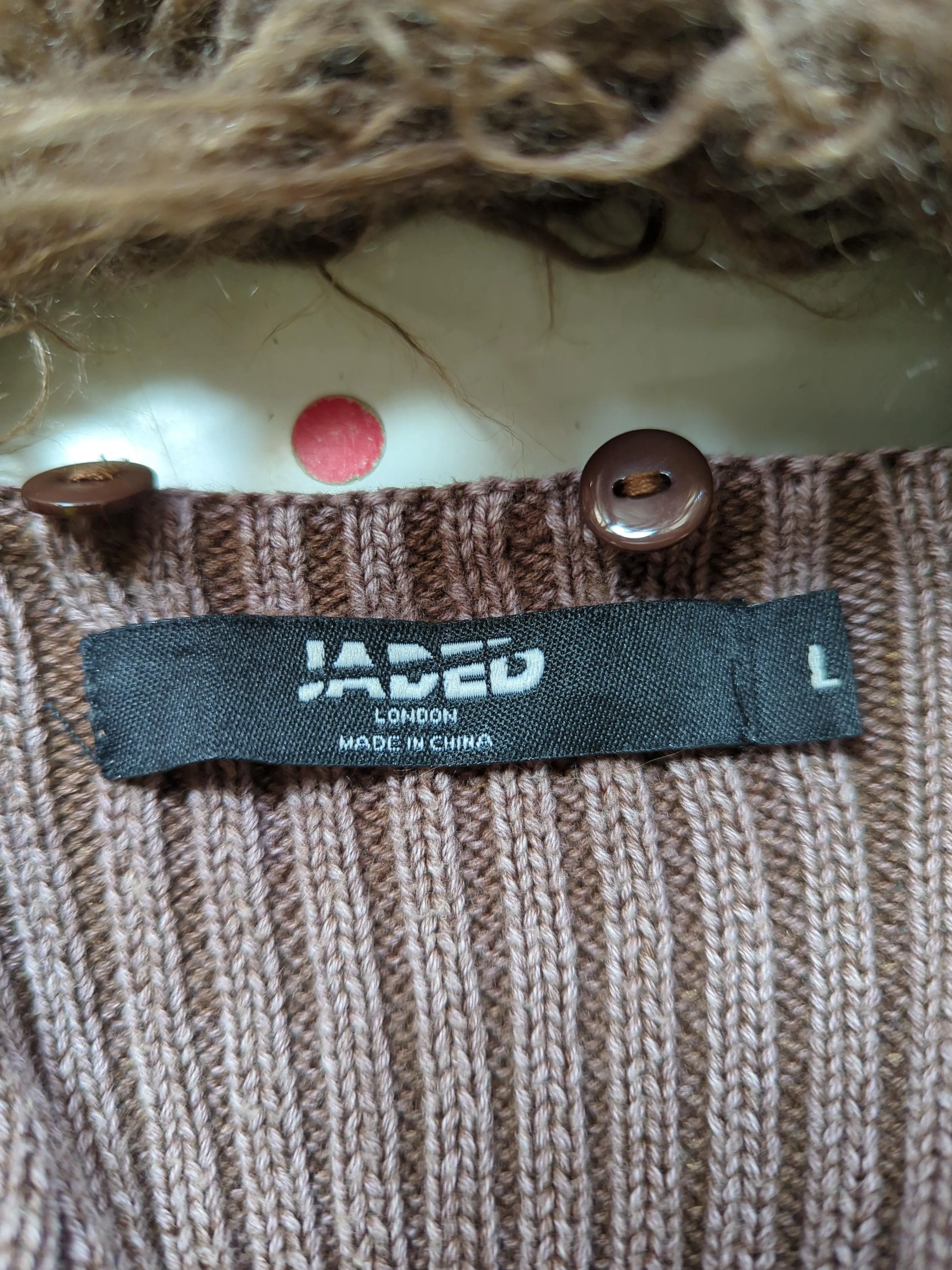 Jaded London Women's Cardigan L Brown 100% Other V-Neck Cardigan - Image 6