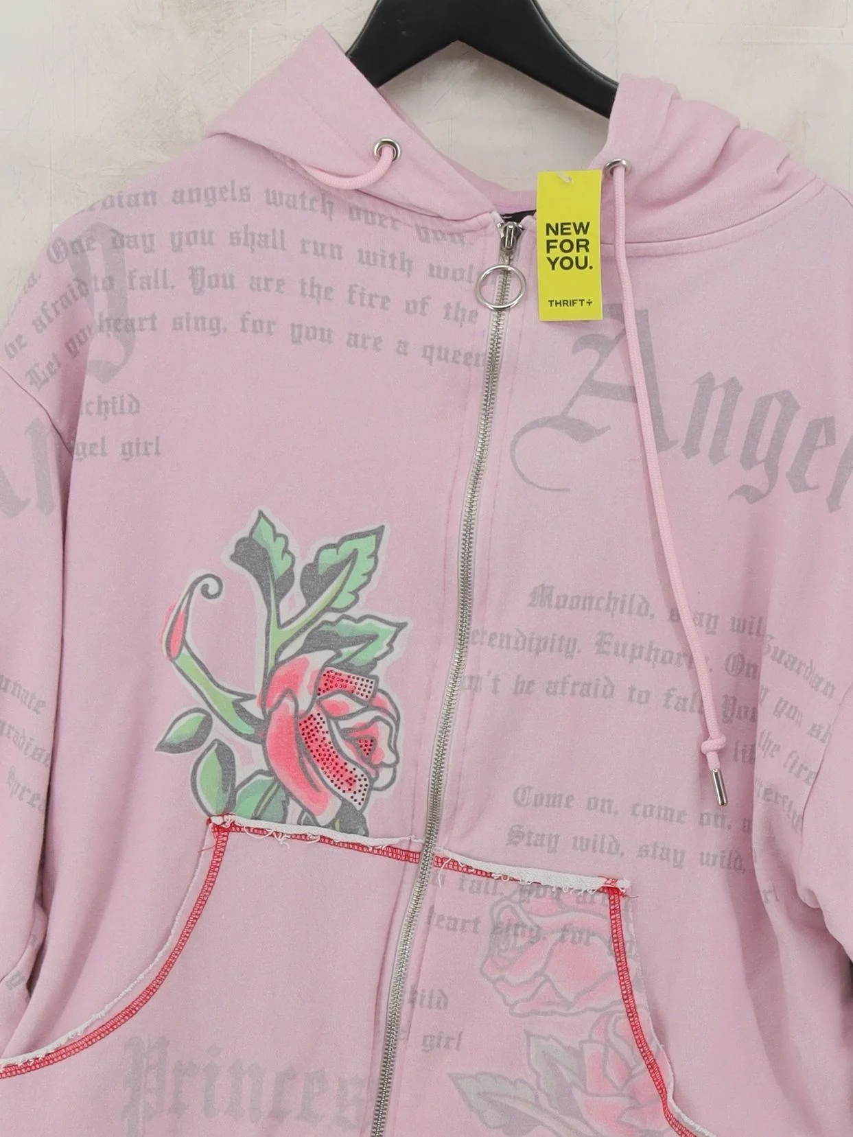 Jaded London Women's Hoodie S Pink Graphic Cotton with Polyester Pullover - Image 3