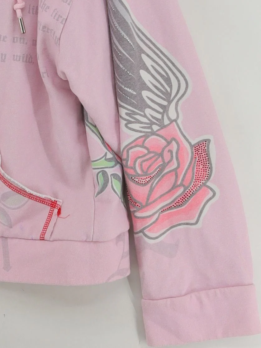 Jaded London Women's Hoodie S Pink Graphic Cotton with Polyester Pullover - Image 4
