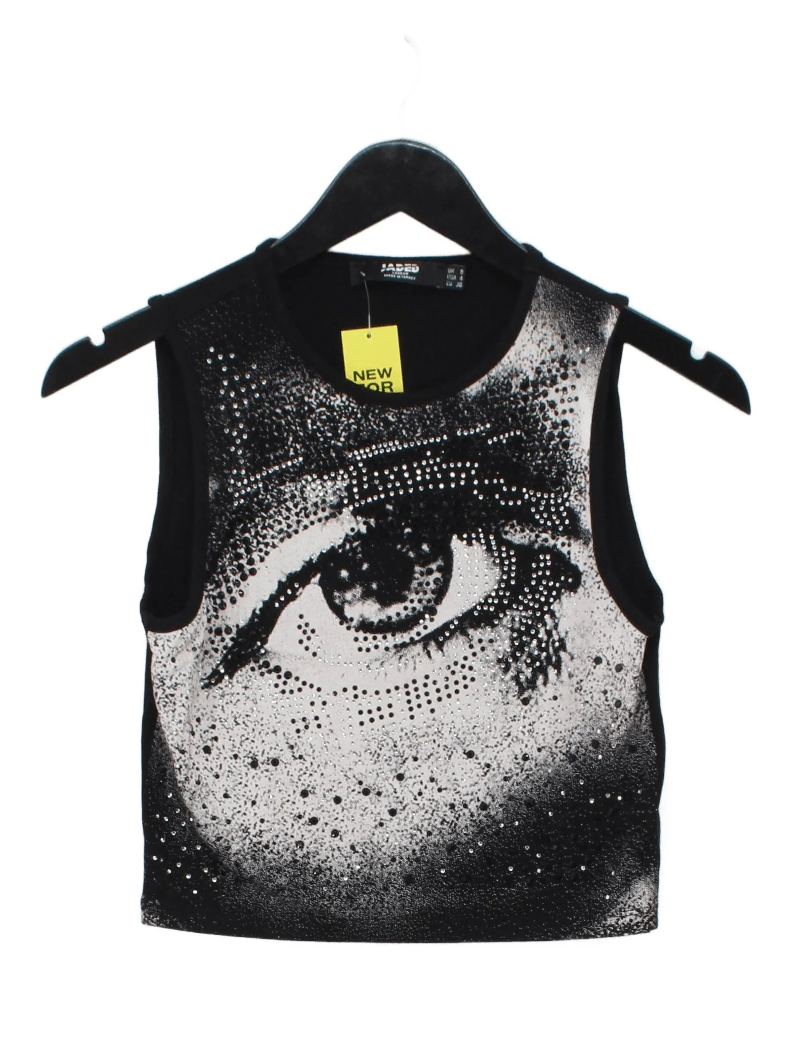 Jaded London Women's T-Shirt UK 8 Black Cotton with Elastane Basic