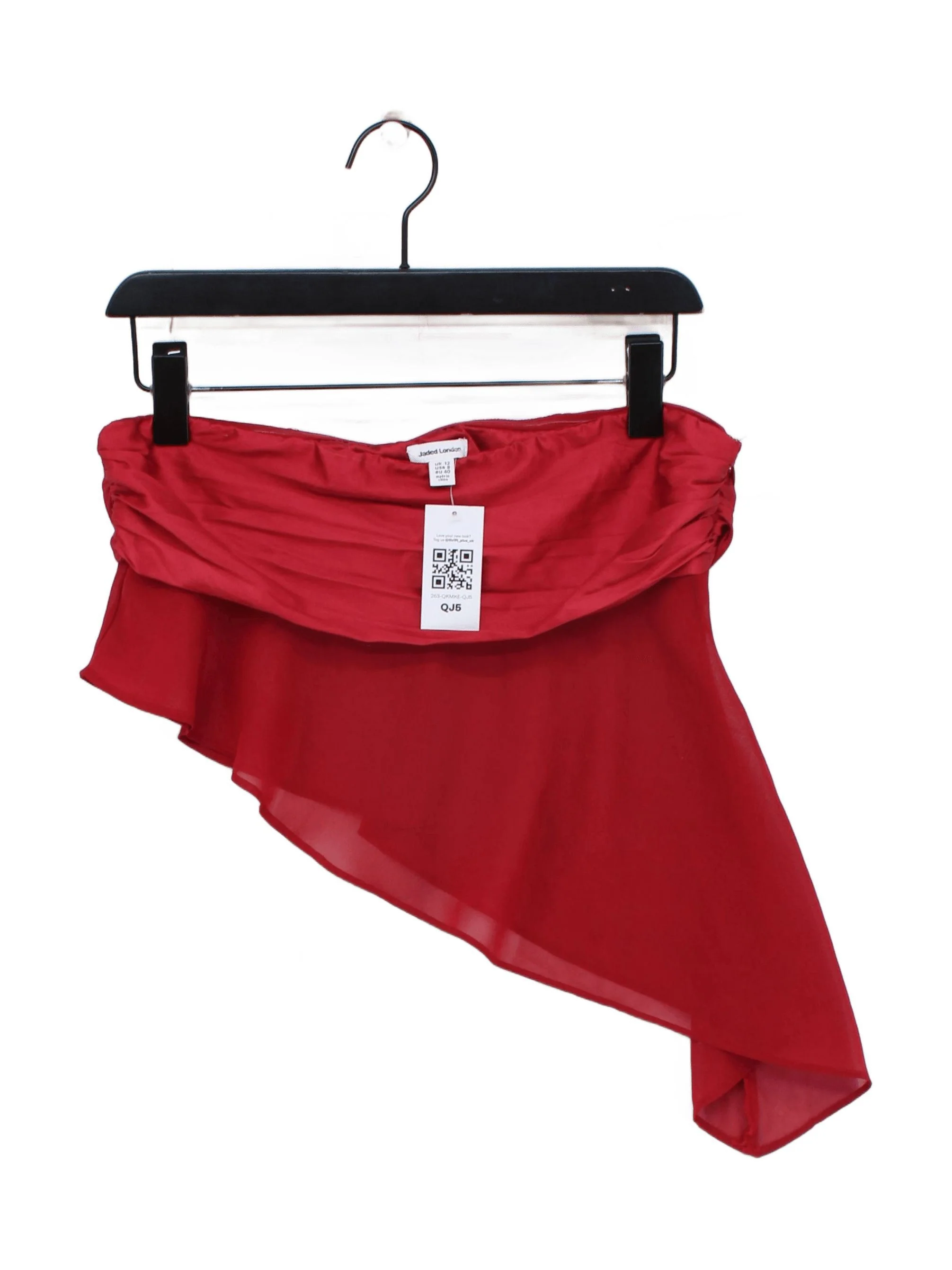 Jaded London Women's Top UK 12 Red 100% Polyester Sleeveless Square Neck Cropped
