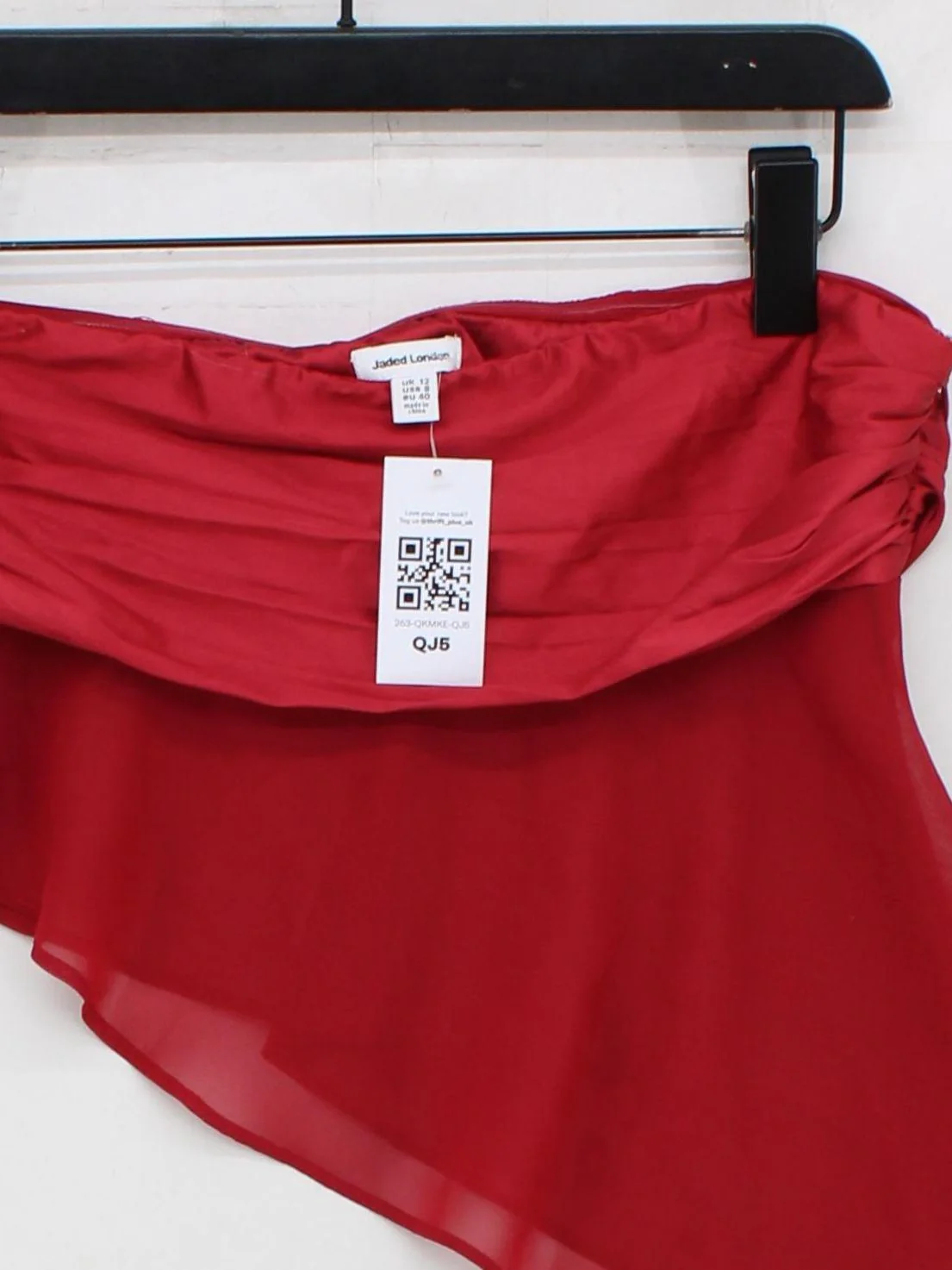Jaded London Women's Top UK 12 Red 100% Polyester Sleeveless Square Neck Cropped - Image 3