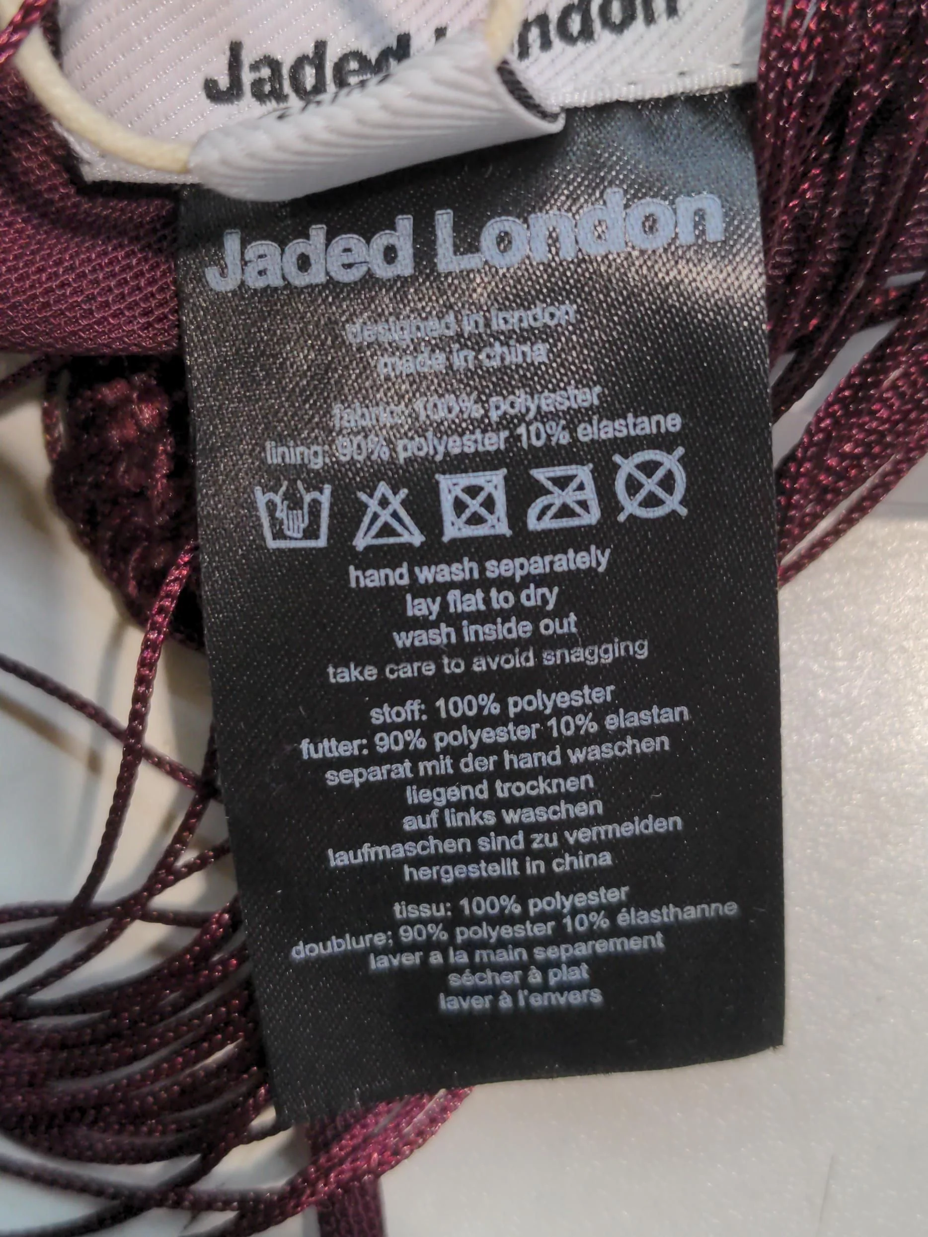 Jaded London Women's Top XS Red Polyester with Elastane Sleeveless V-Neck Basic - Image 6