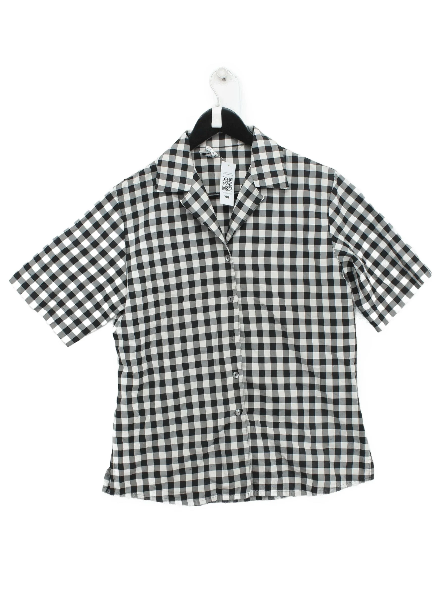 Jaeger Men's Shirt Chest: 41 in Black Checkered Silk with Polyester Basic