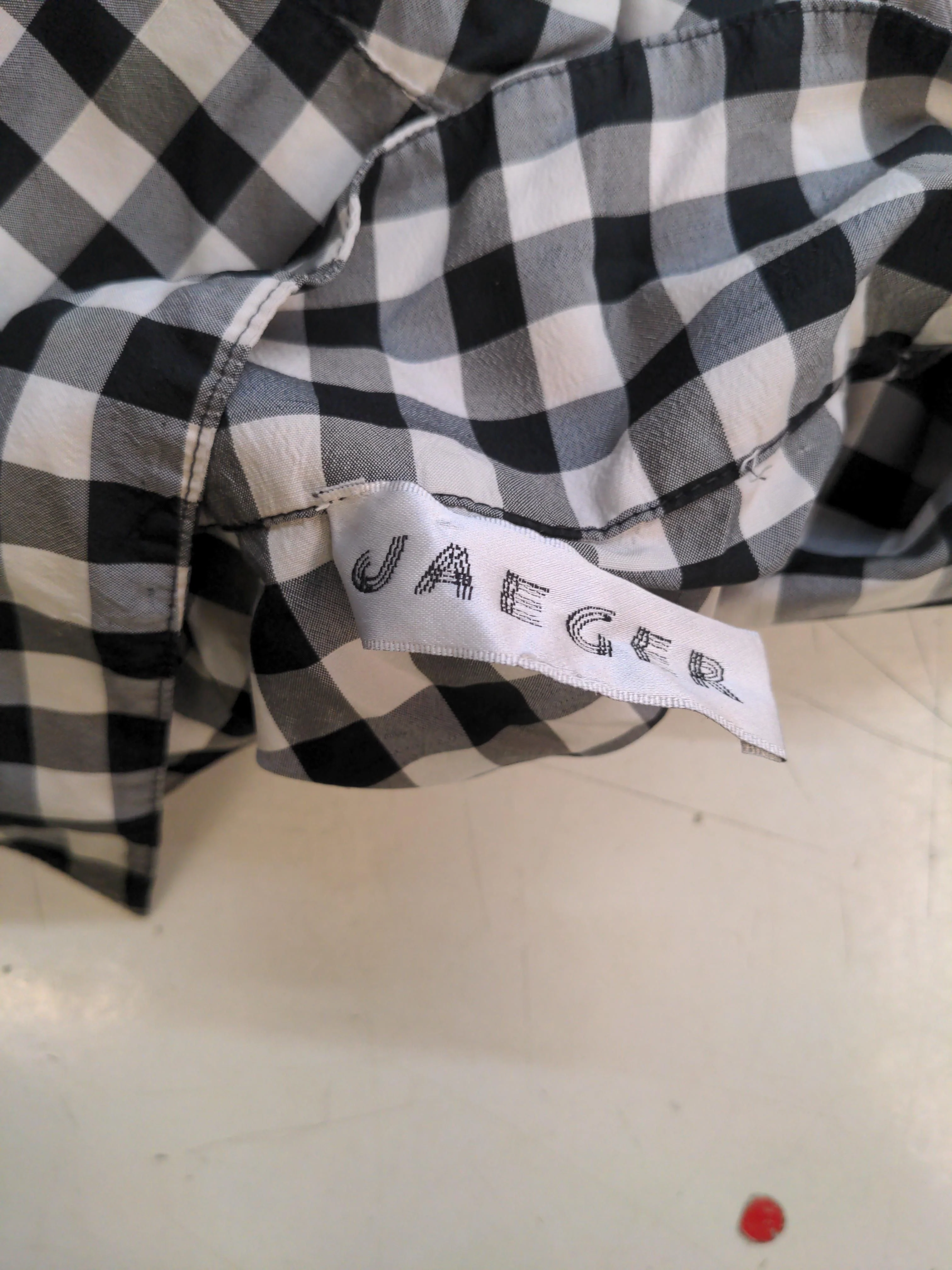 Jaeger Men's Shirt Chest: 41 in Black Checkered Silk with Polyester Basic - Image 6