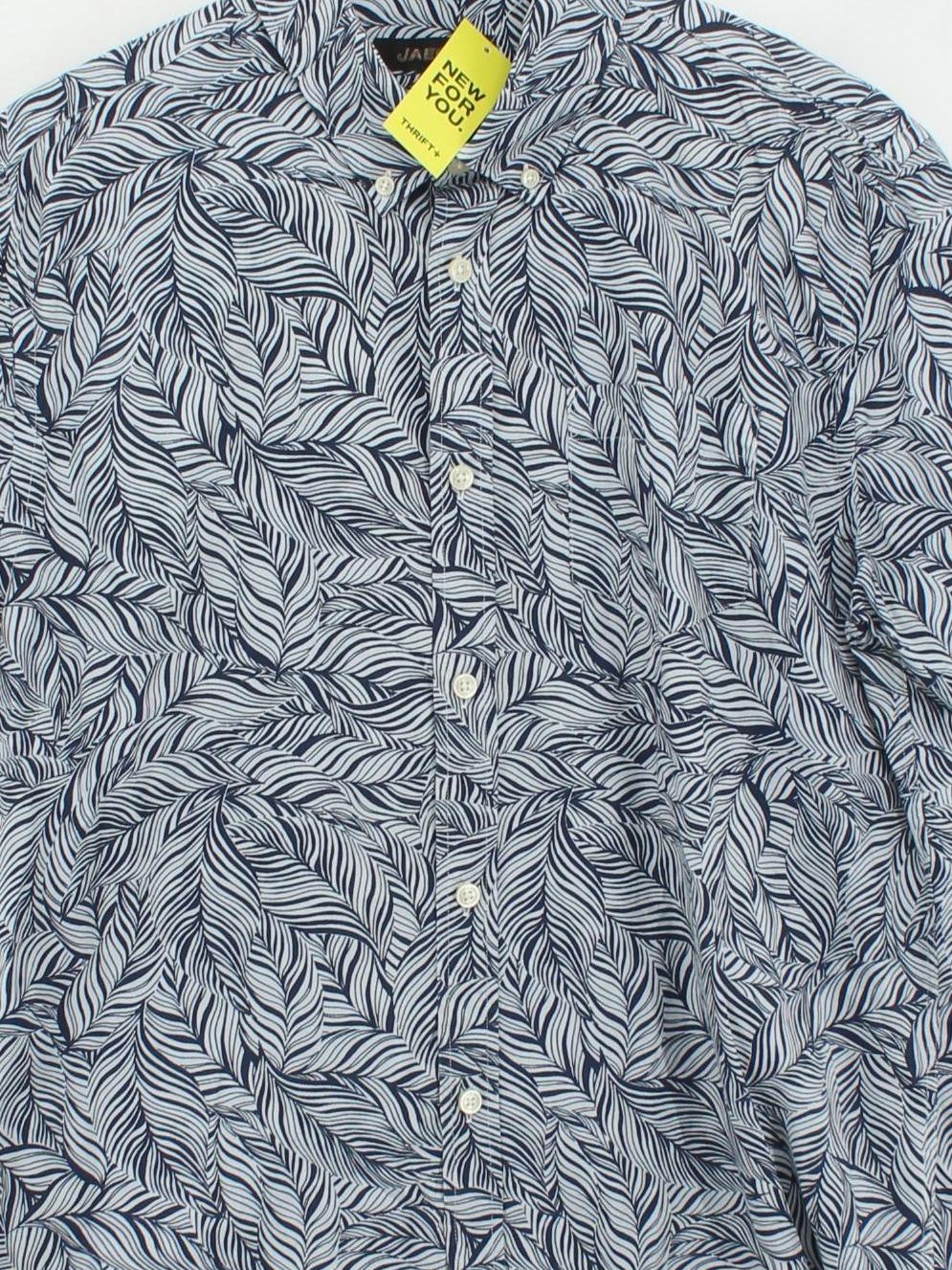 Jaeger Men's Shirt L Blue Floral 100% Cotton Basic - Image 3