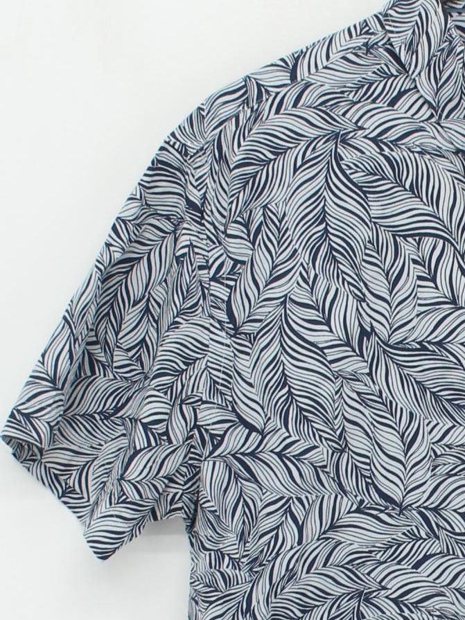 Jaeger Men's Shirt L Blue Floral 100% Cotton Basic - Image 4