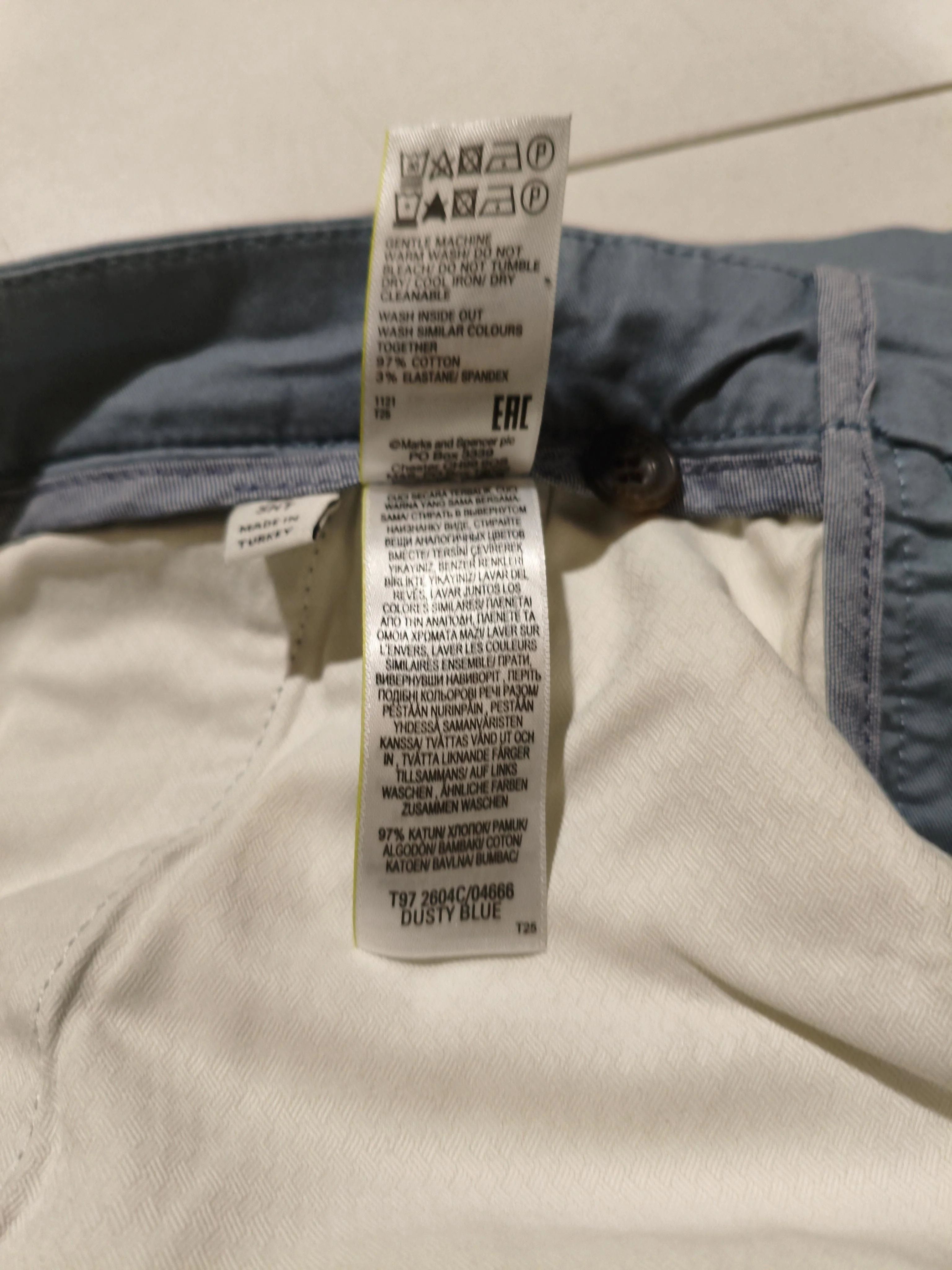 Jaeger Men's Trousers W 32 in Blue Cotton with Elastane Tapered Chino - Image 6