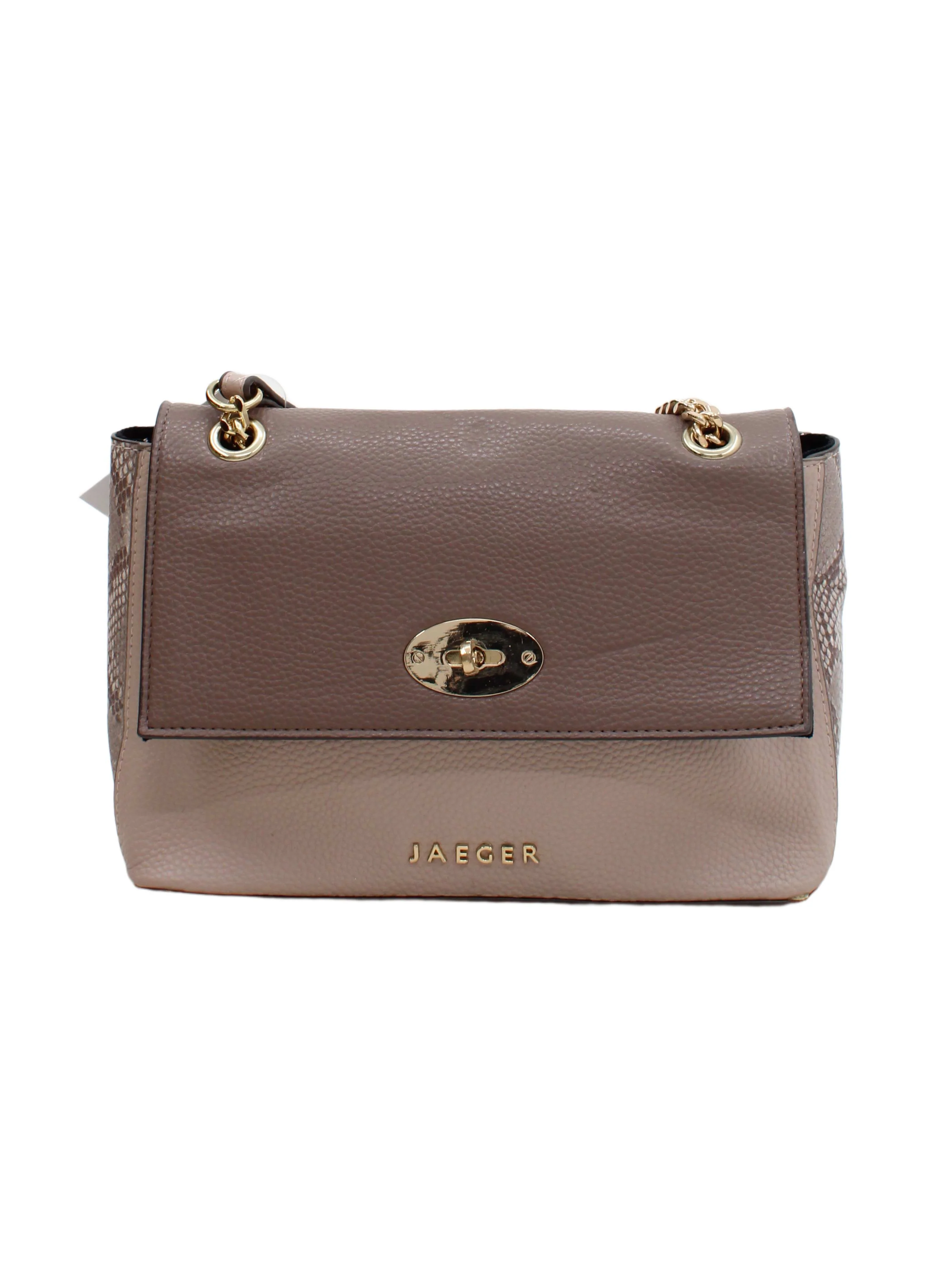 Jaeger Women's Bag Tan Animal Print 100% Leather Shoulder Bag