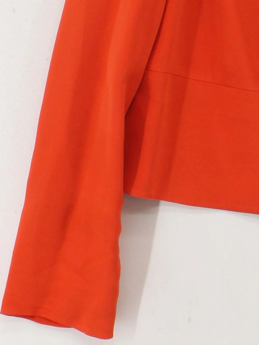 Jaeger Women's Blazer UK 12 Orange Silk with Acetate Overcoat - Image 4
