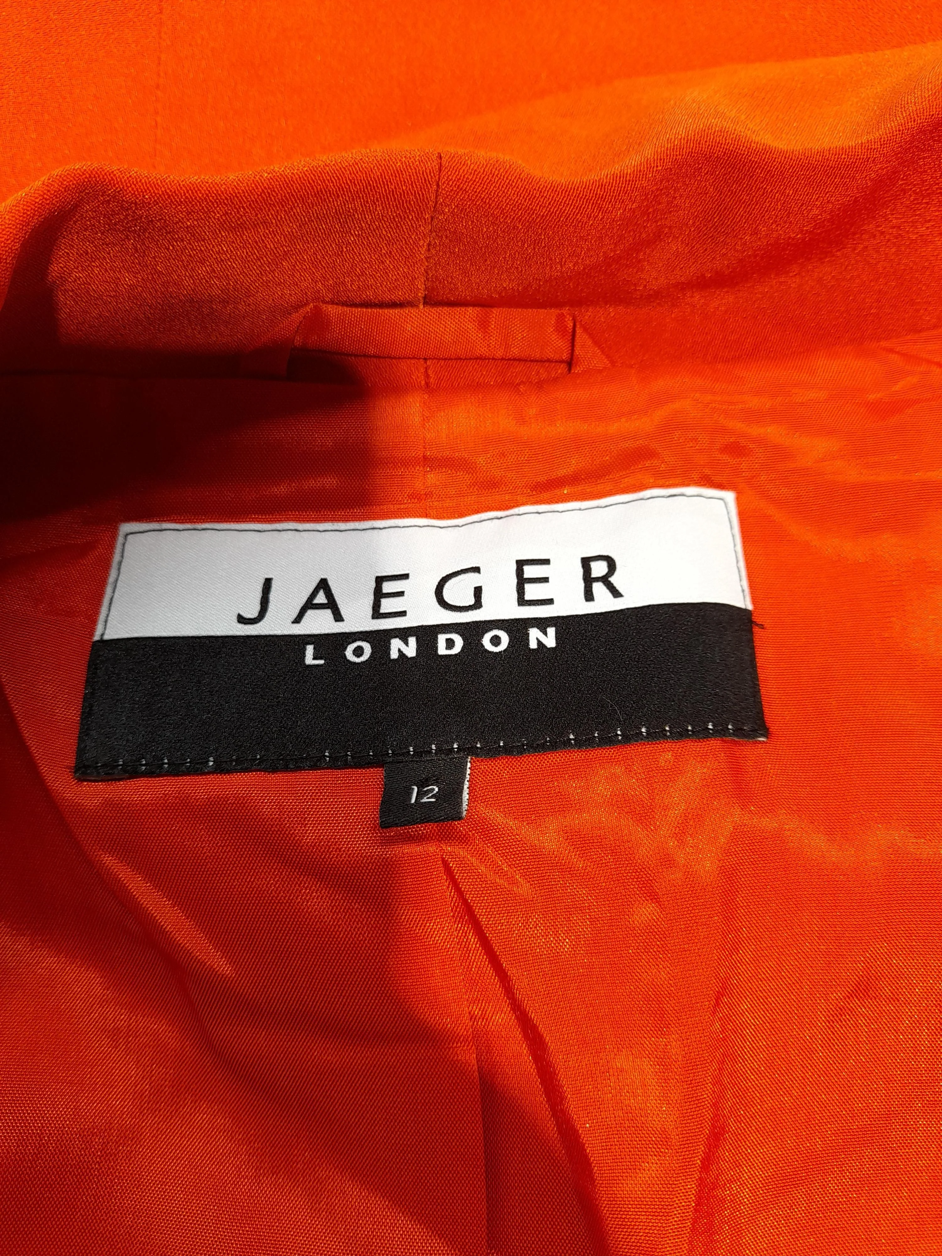 Jaeger Women's Blazer UK 12 Orange Silk with Acetate Overcoat - Image 5